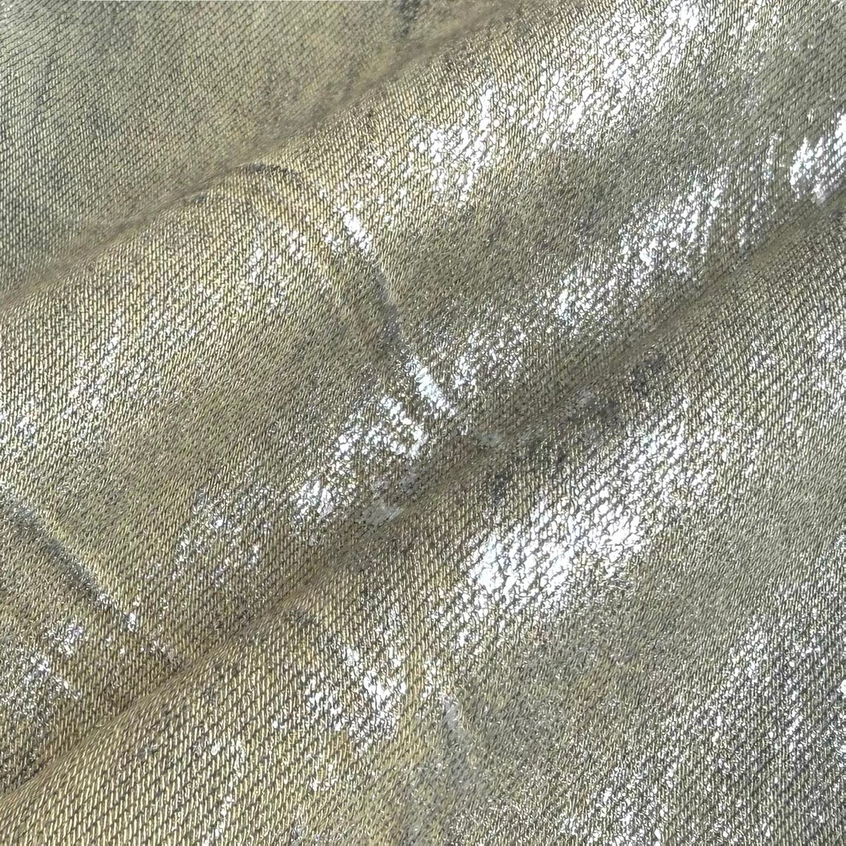 METALLIC COATED STACKED JEANS