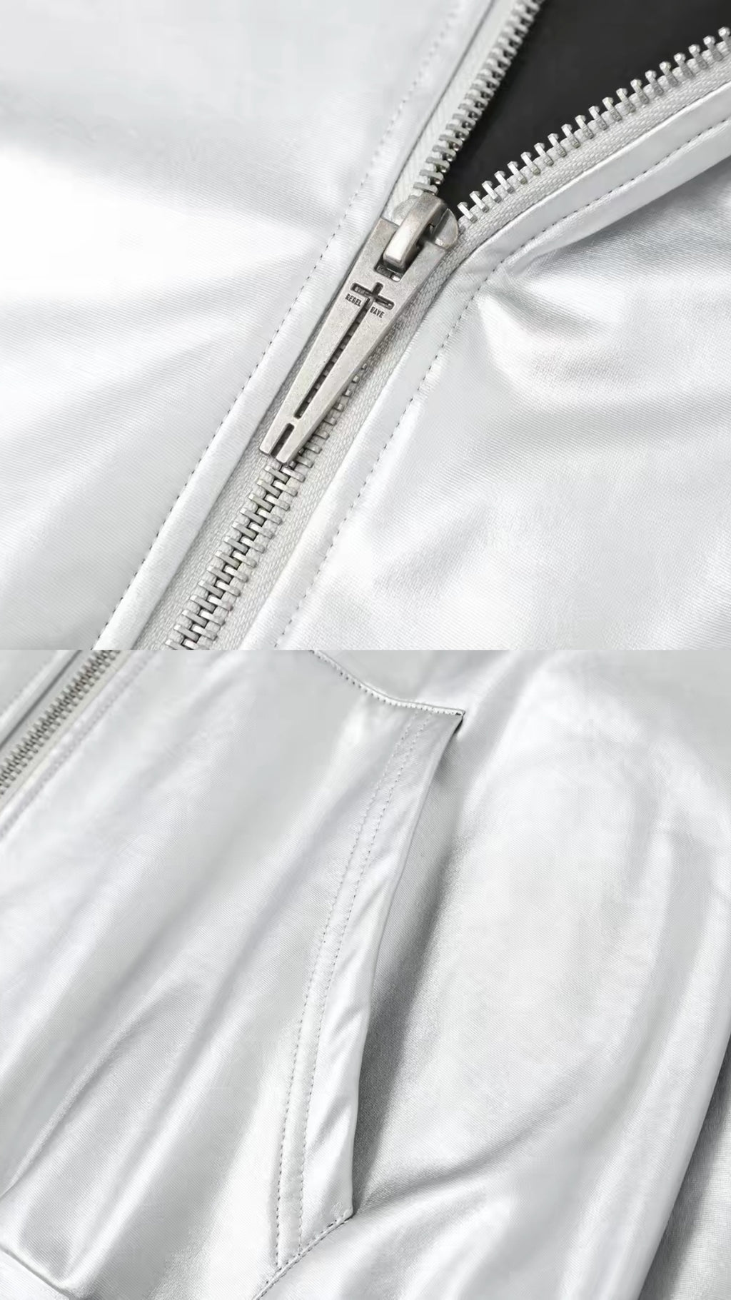 LIQUID SILVER ZIP HOODIE