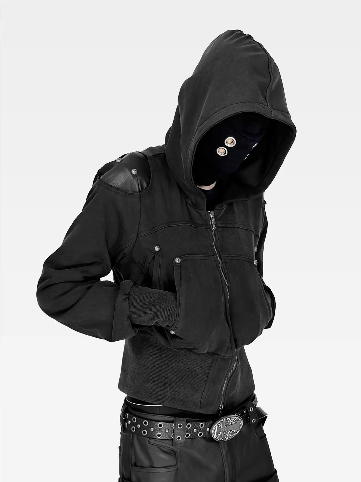 STRUCTURED POCKET HOODED JACKET