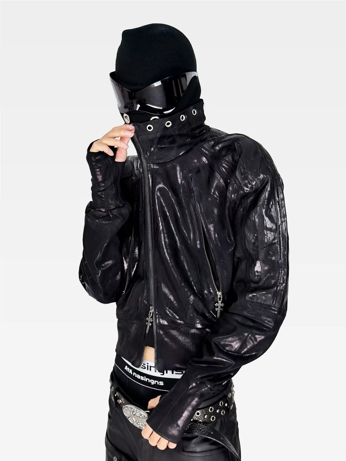 GLOSSY HIGH-NECK ZIP JACKET