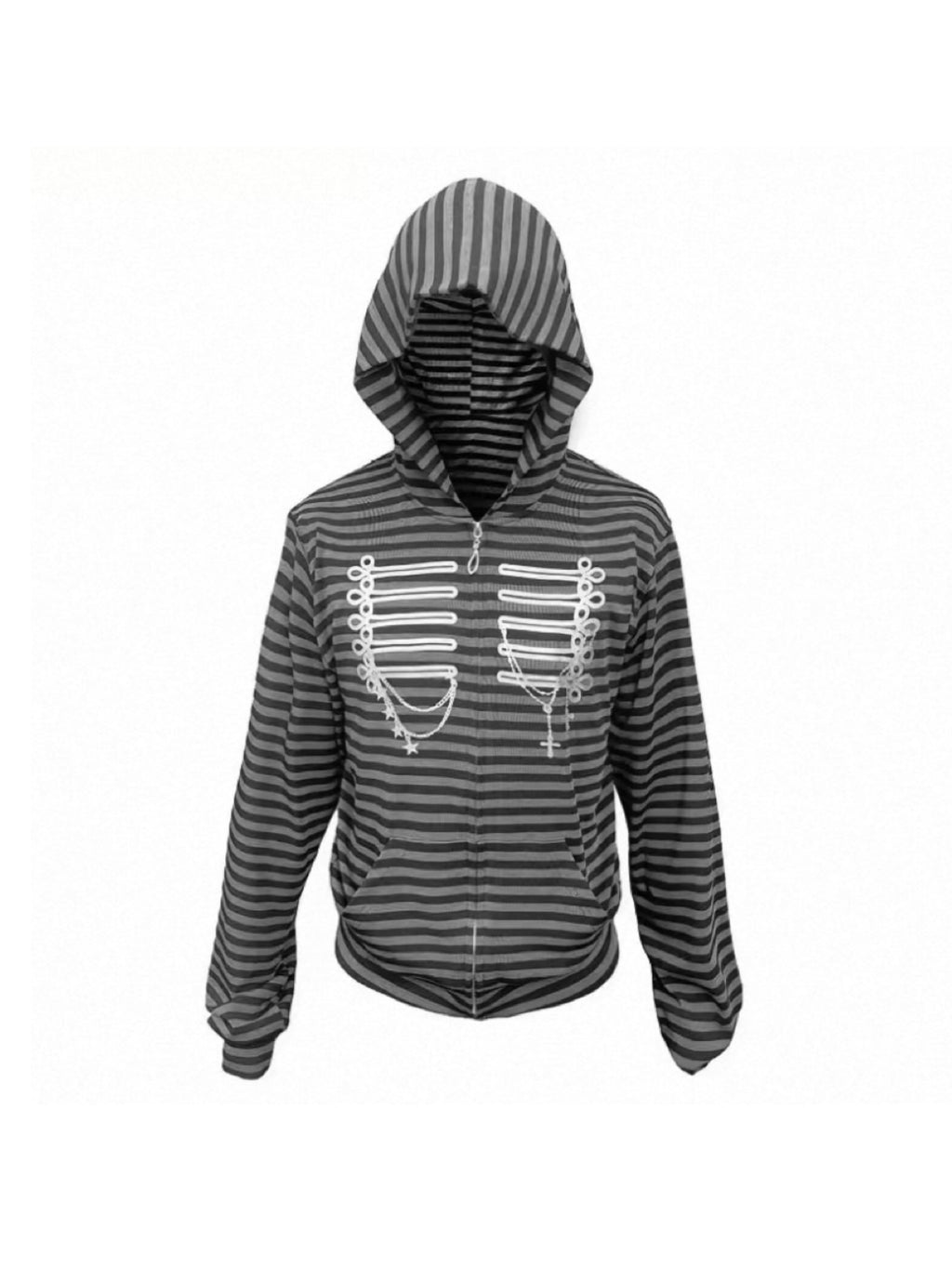 STRIPED SILVER ZIPPER BLOUSE