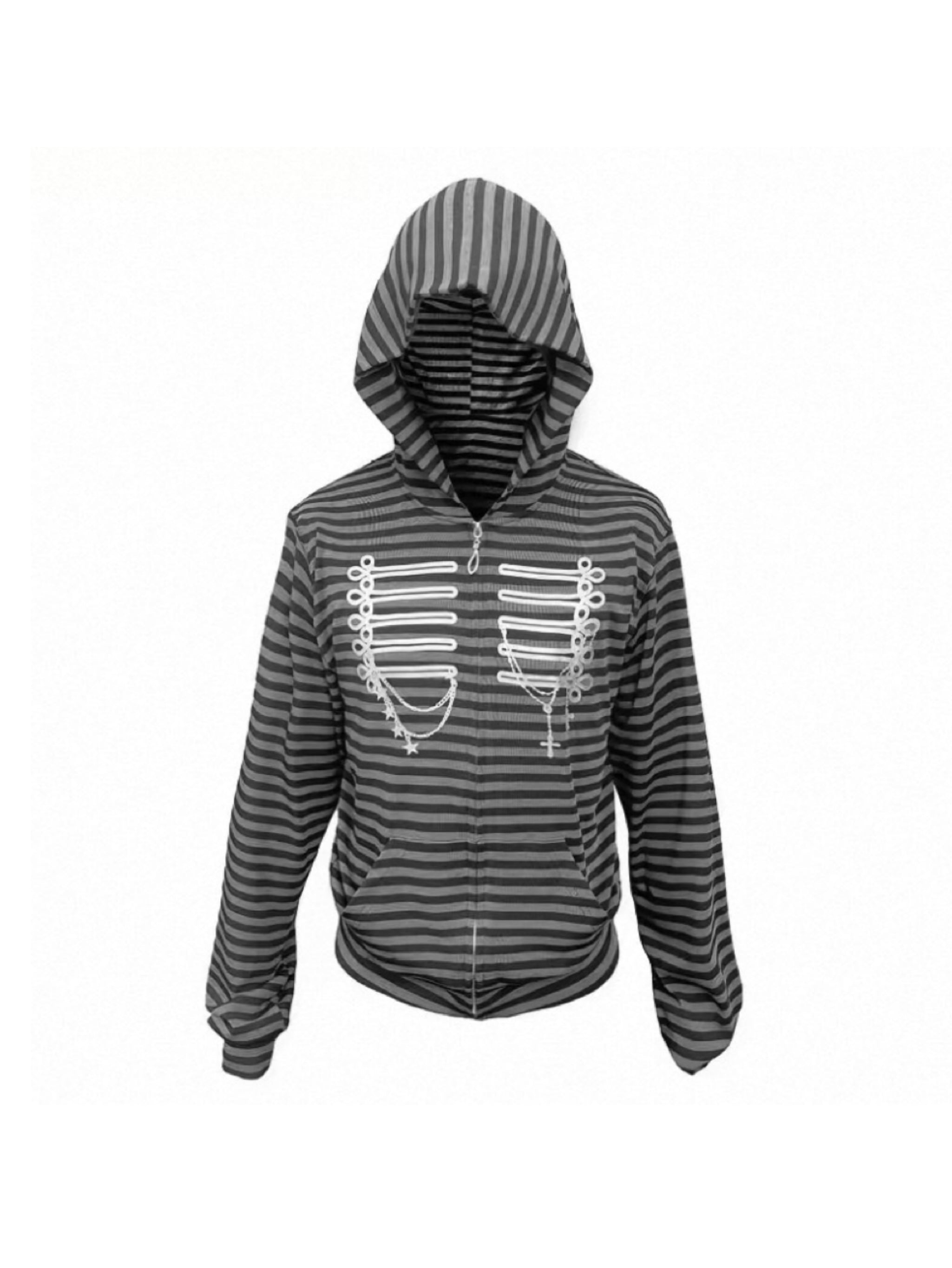 STRIPED SILVER ZIPPER BLOUSE