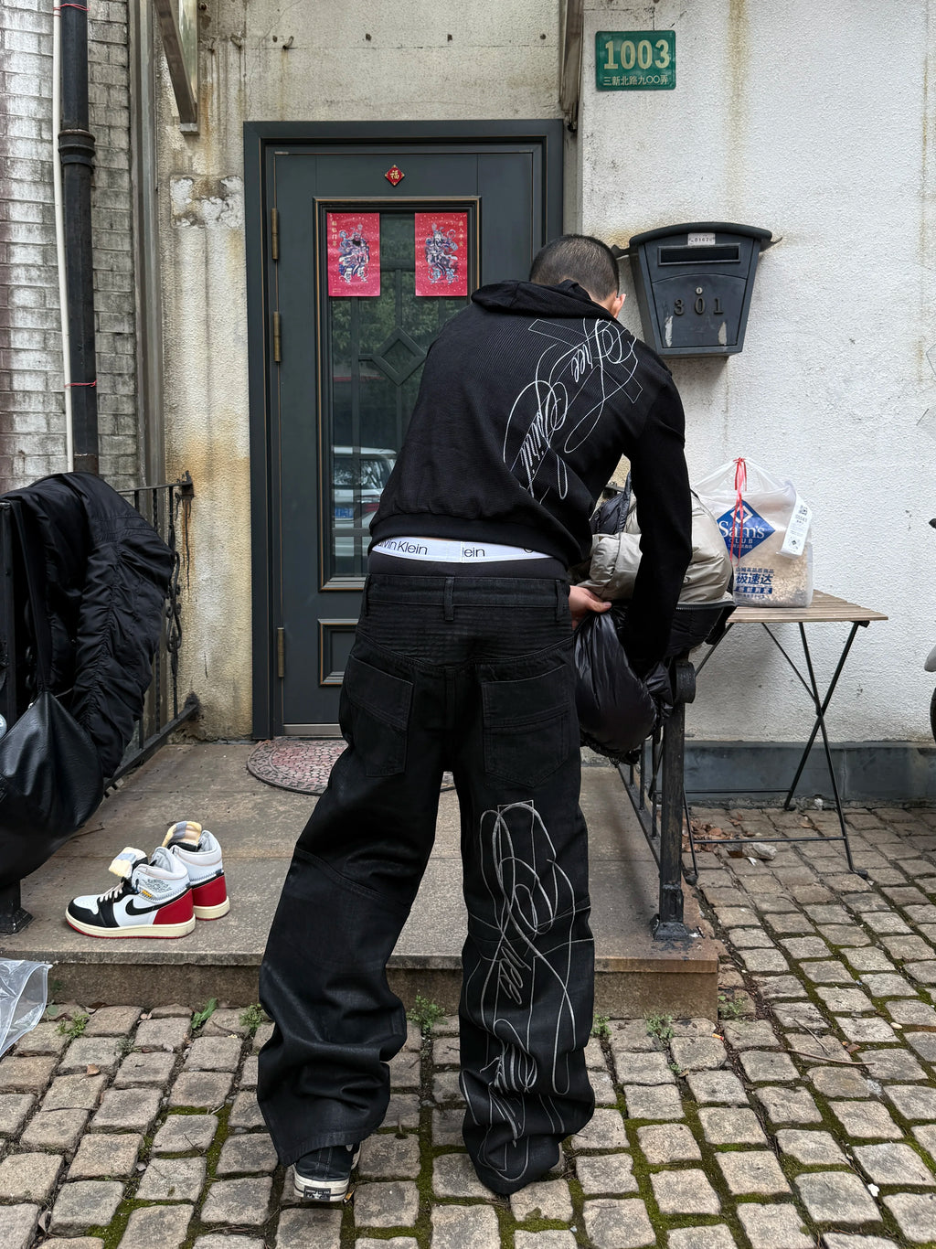 BRUSHED WAX BIKER JEANS
