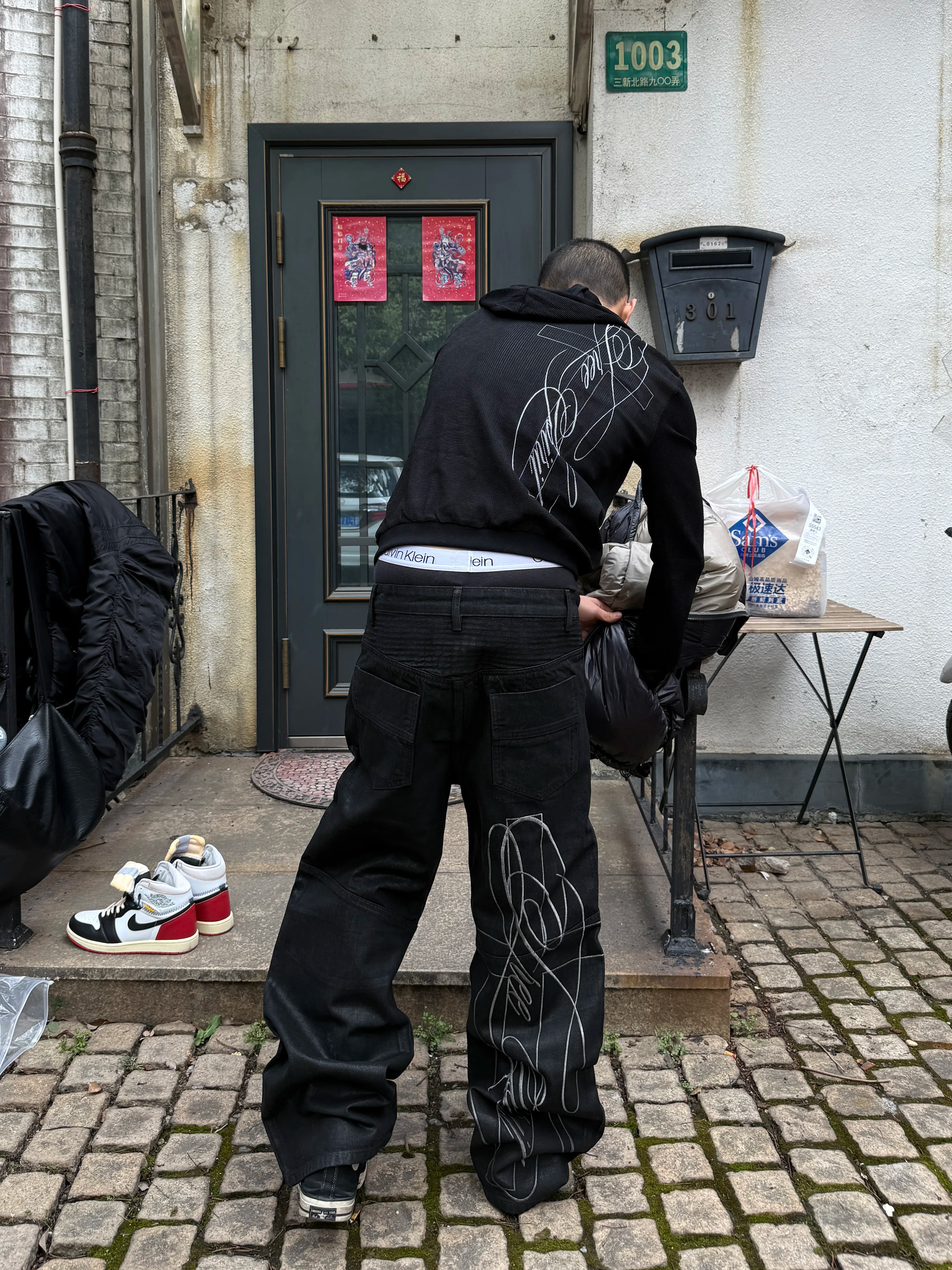 BRUSHED WAX BIKER JEANS