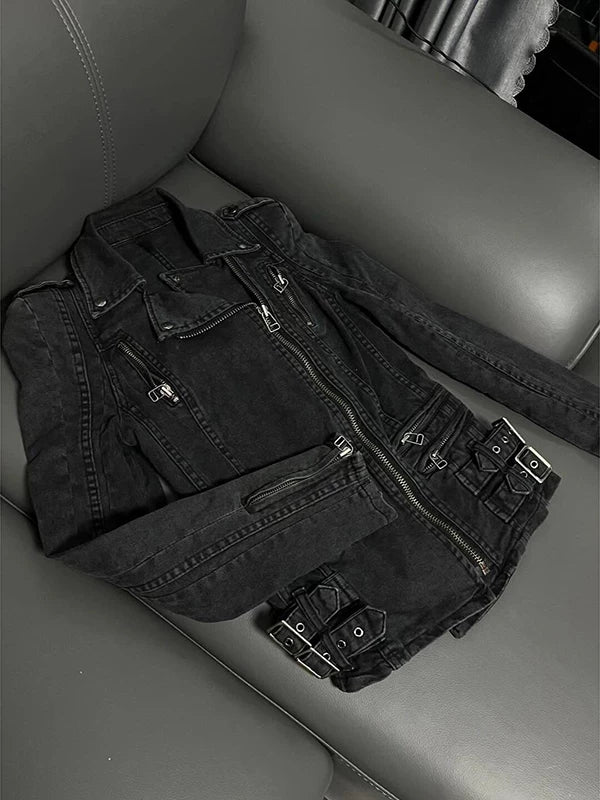 VINTAGE BIKER DENIM JACKET