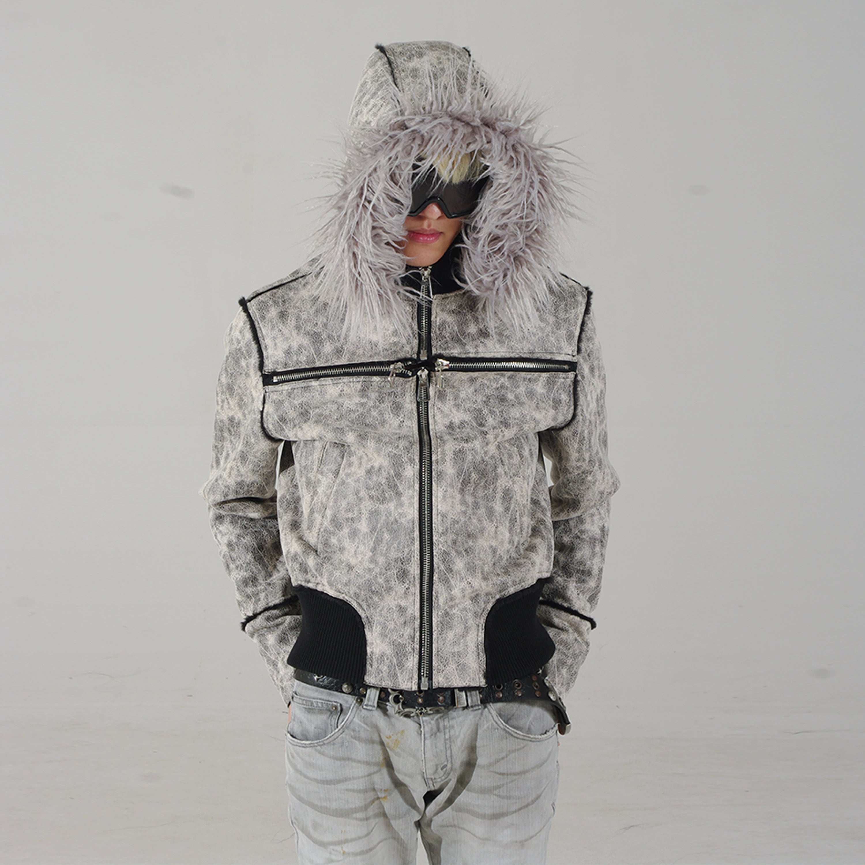 OCCULT LEATHER HOODED JACKET