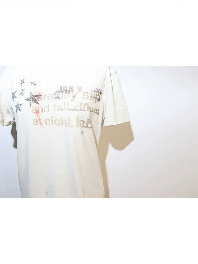 DISTRESSED STAR PRINT T-SHIRT