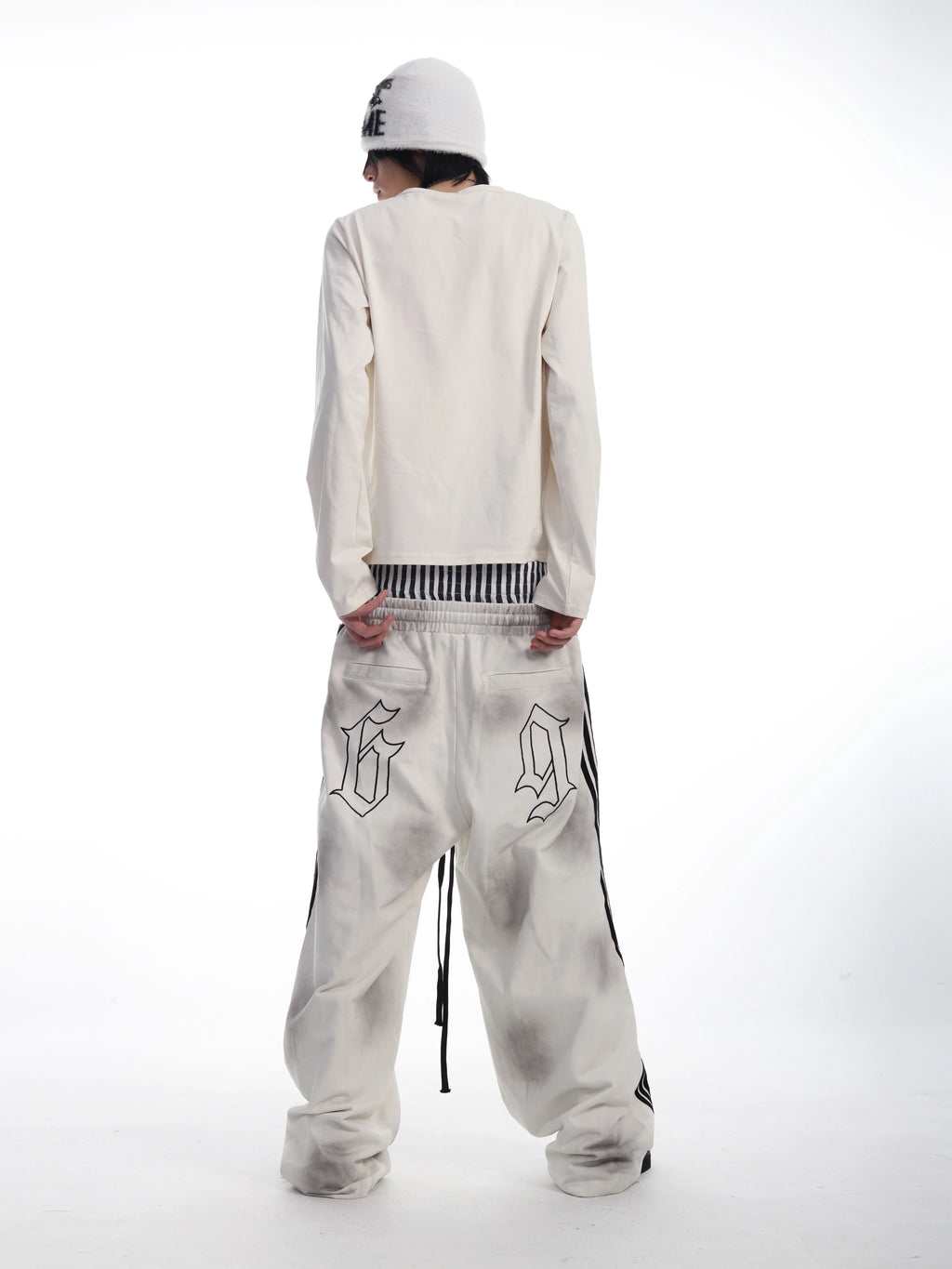 DOUBLE-WAISTED STRIPED SWEATPANTS