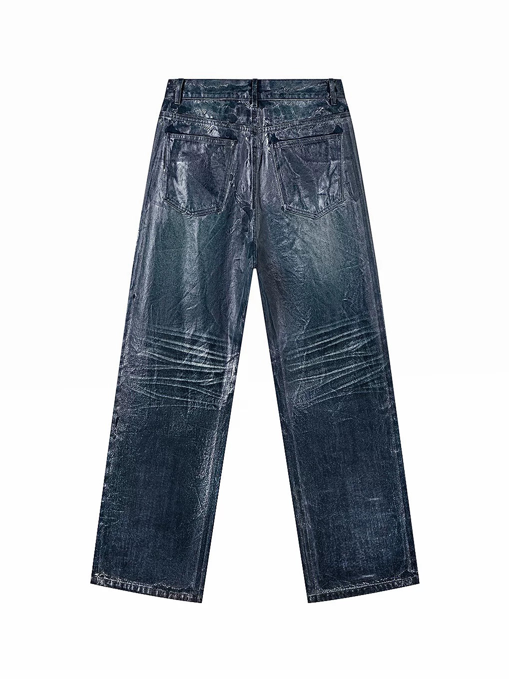 BRUSHED WAXED BLUE DENIM PANTS