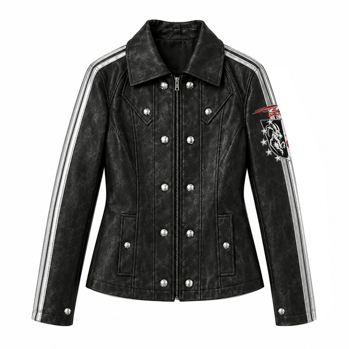 PATCHWORK SPORTY LEATHER JACKET