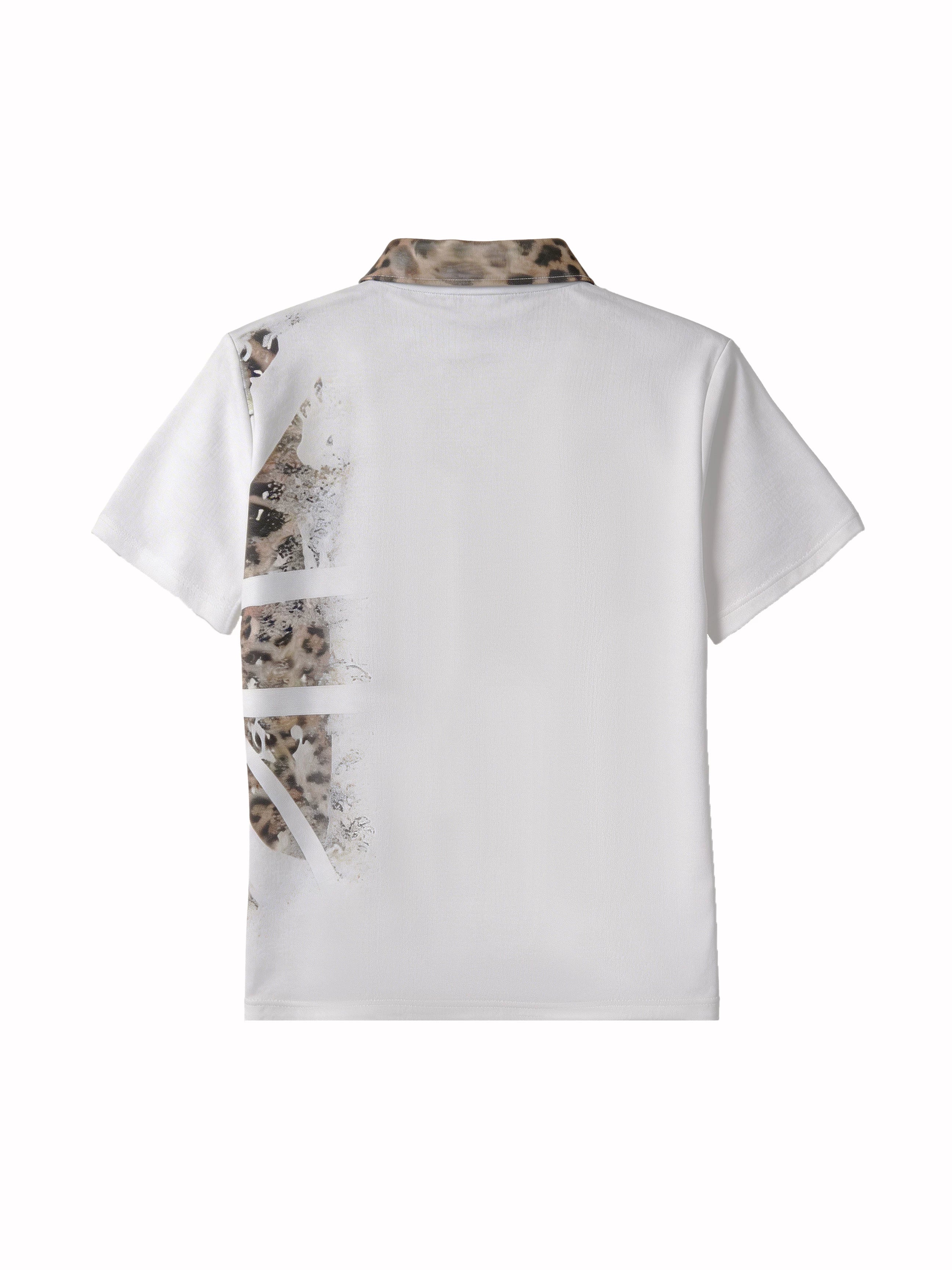 LEOPARD PRINT GLITTER POLO SHIRT