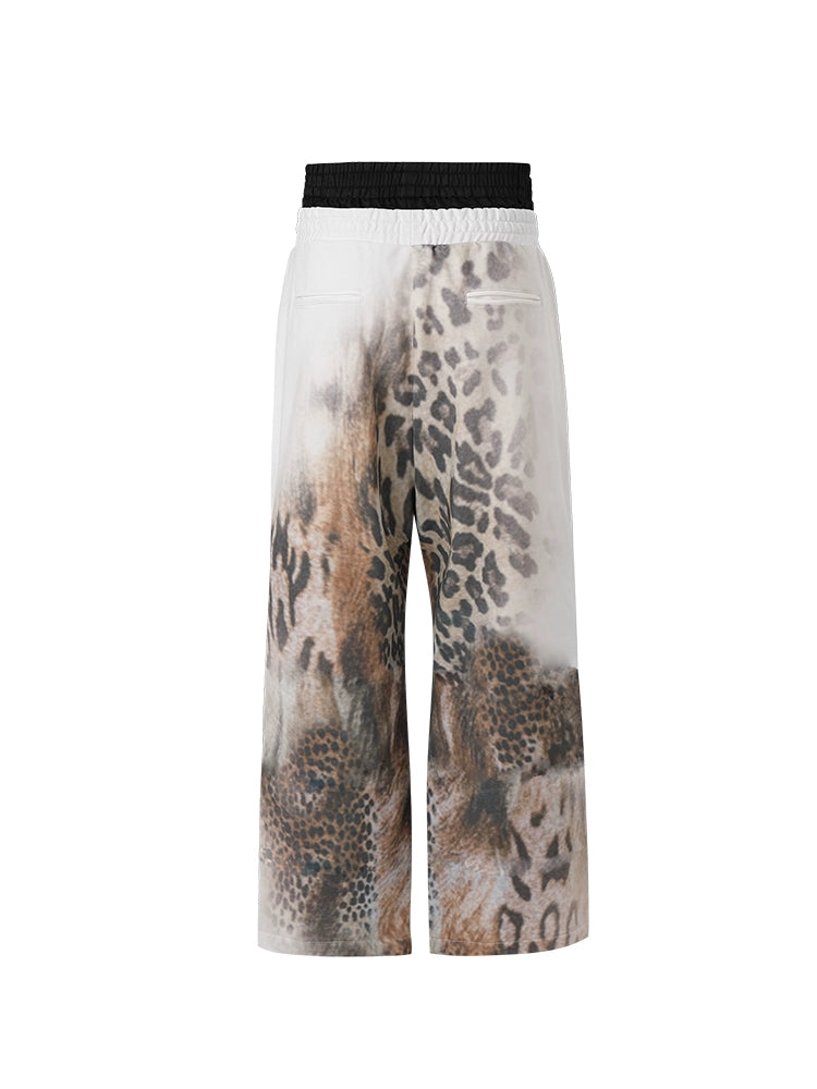 LEOPARD PRINT WIDE LEG PANTS