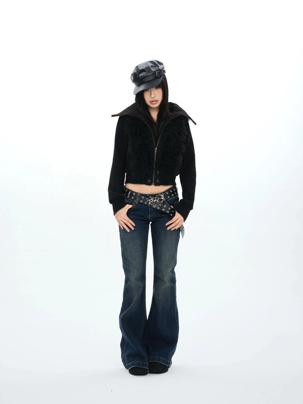 SPLICED FUR TURTLENECK JACKET