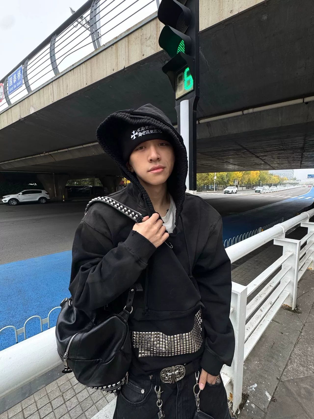 RHINESTONE DISTRESSED HOODIE