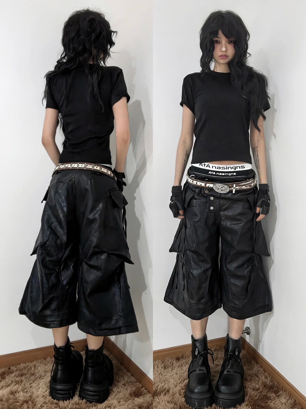 DECONSTRUCTED LEATHER SHORTS
