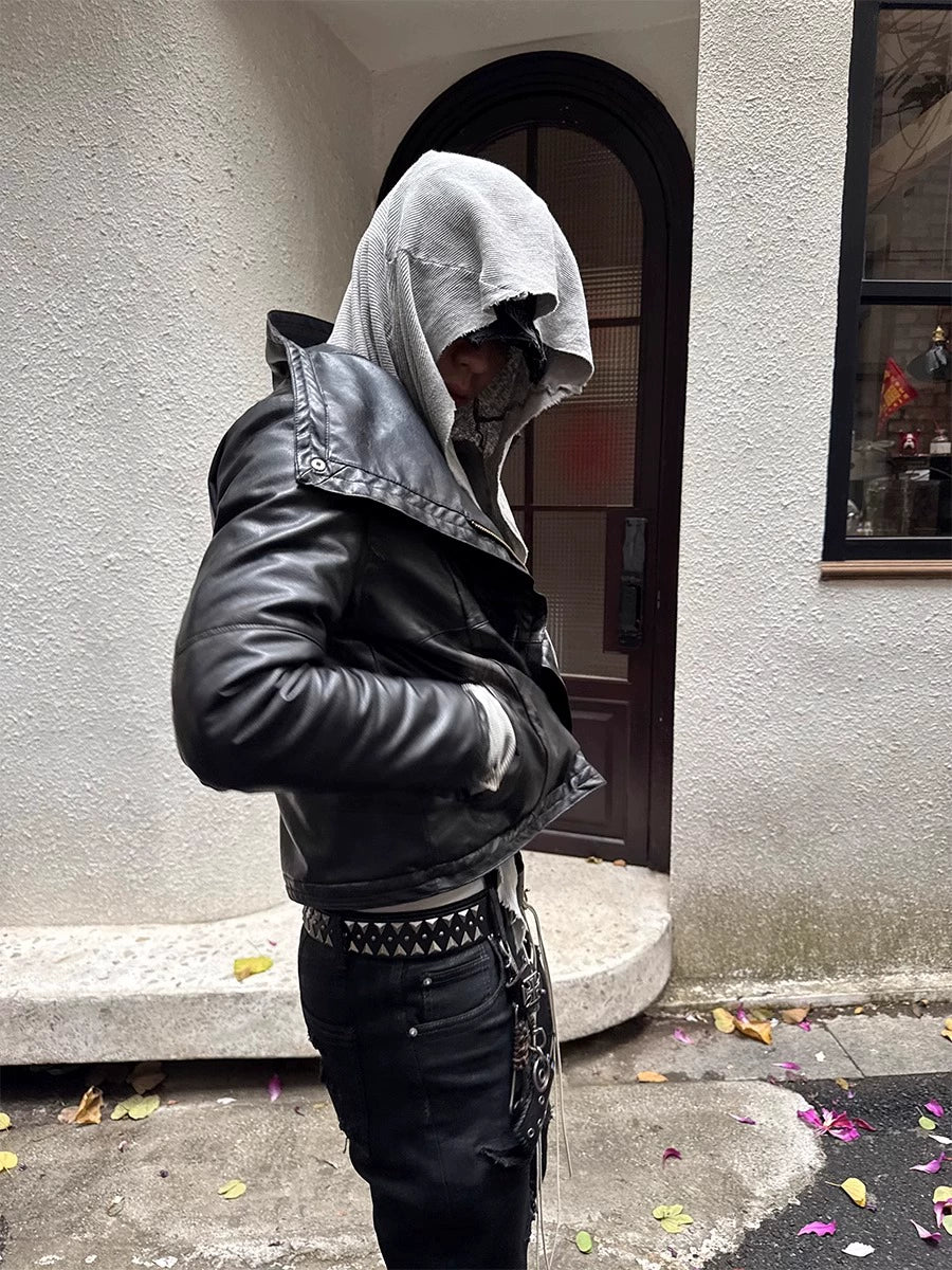 FADED SLANT ZIP LEATHER JACKET