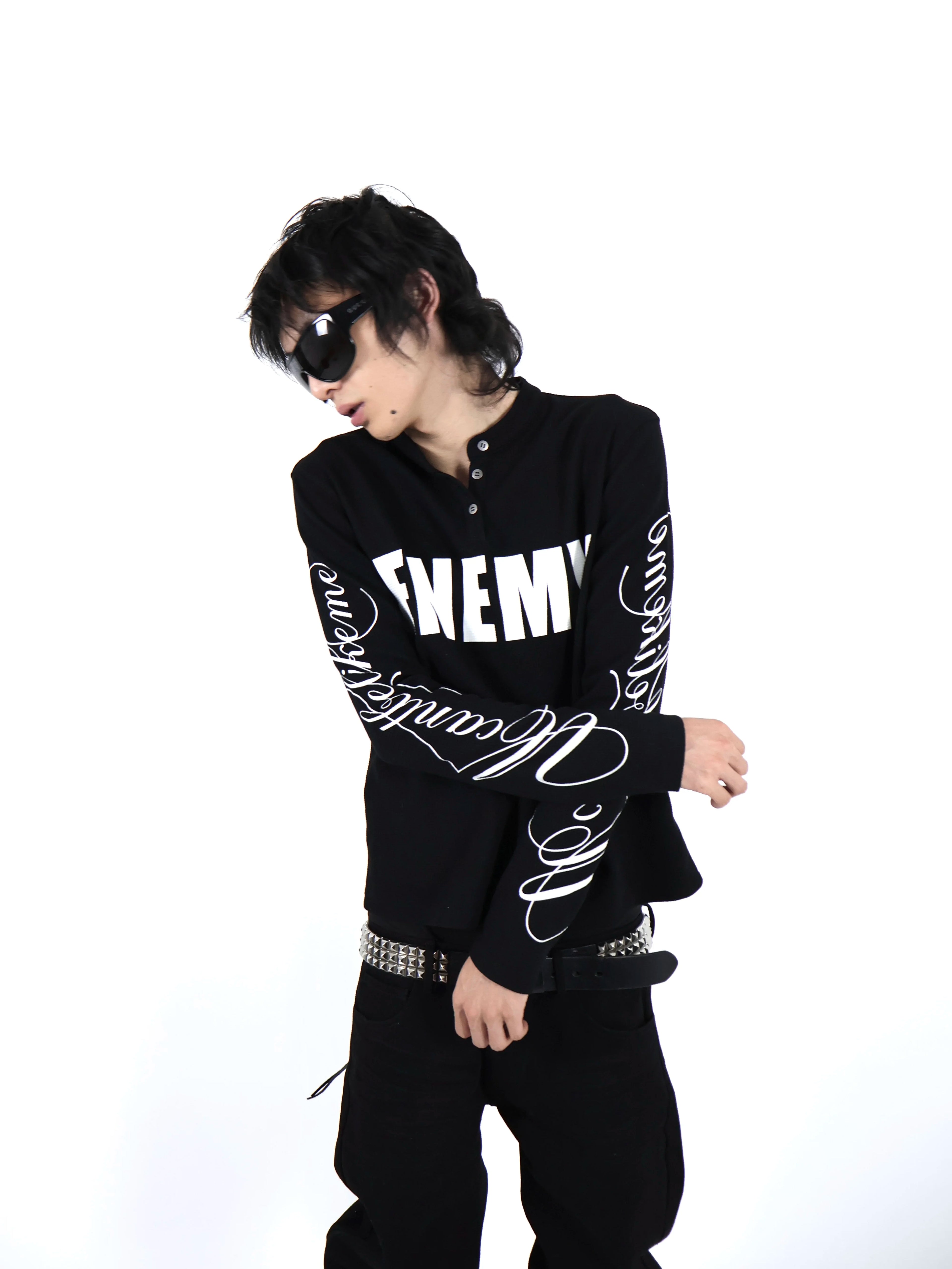 ENEMY CURSIVE PRINT LONG-SLEEVE SHIRT