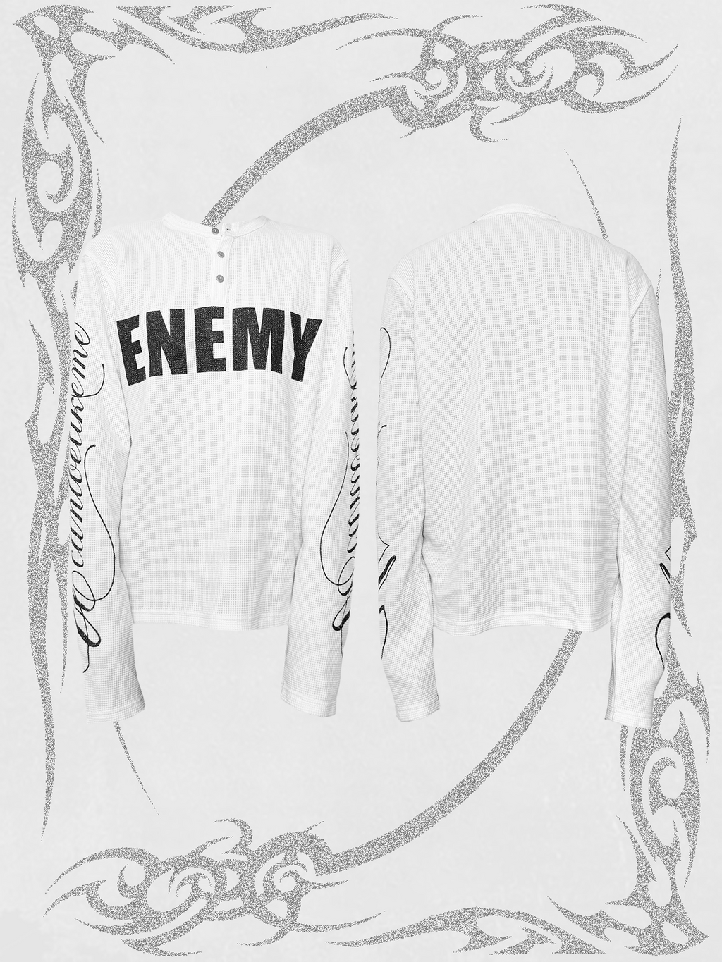 WAFFLE SLOGAN LONG SLEEVE TEE