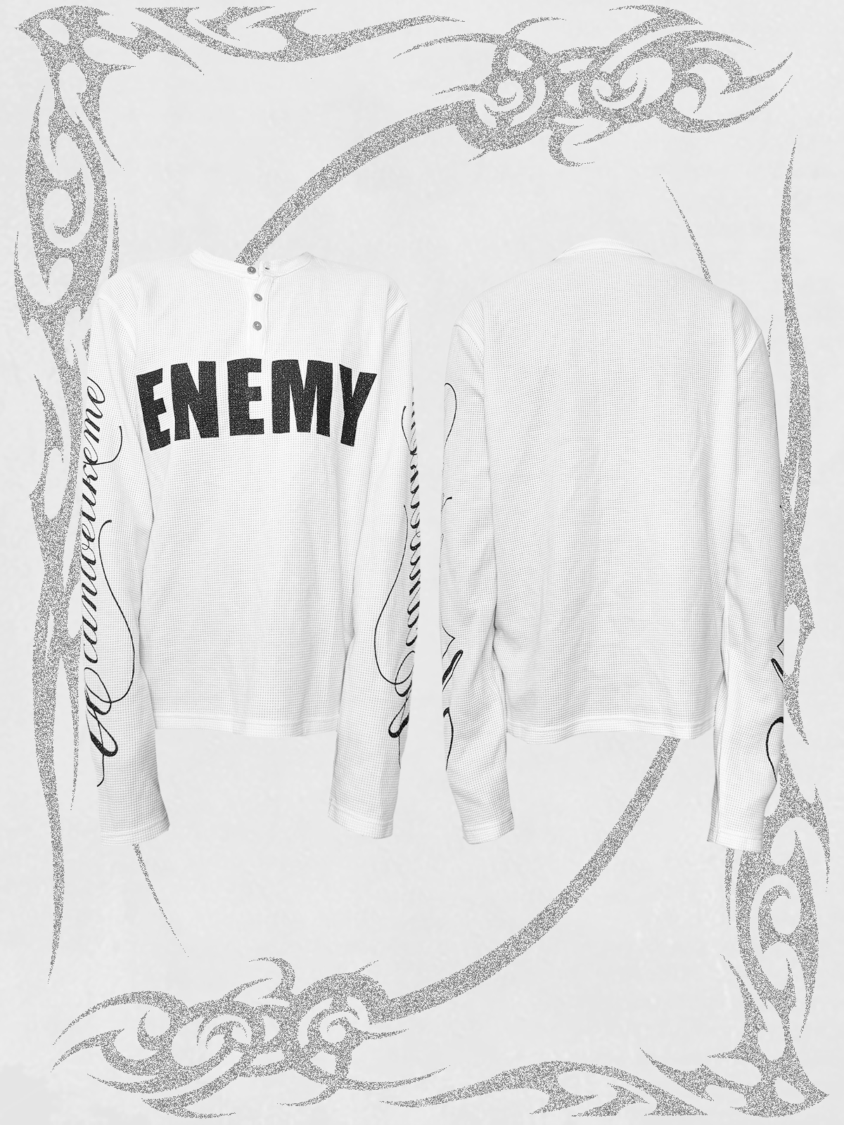 WAFFLE SLOGAN LONG SLEEVE TEE