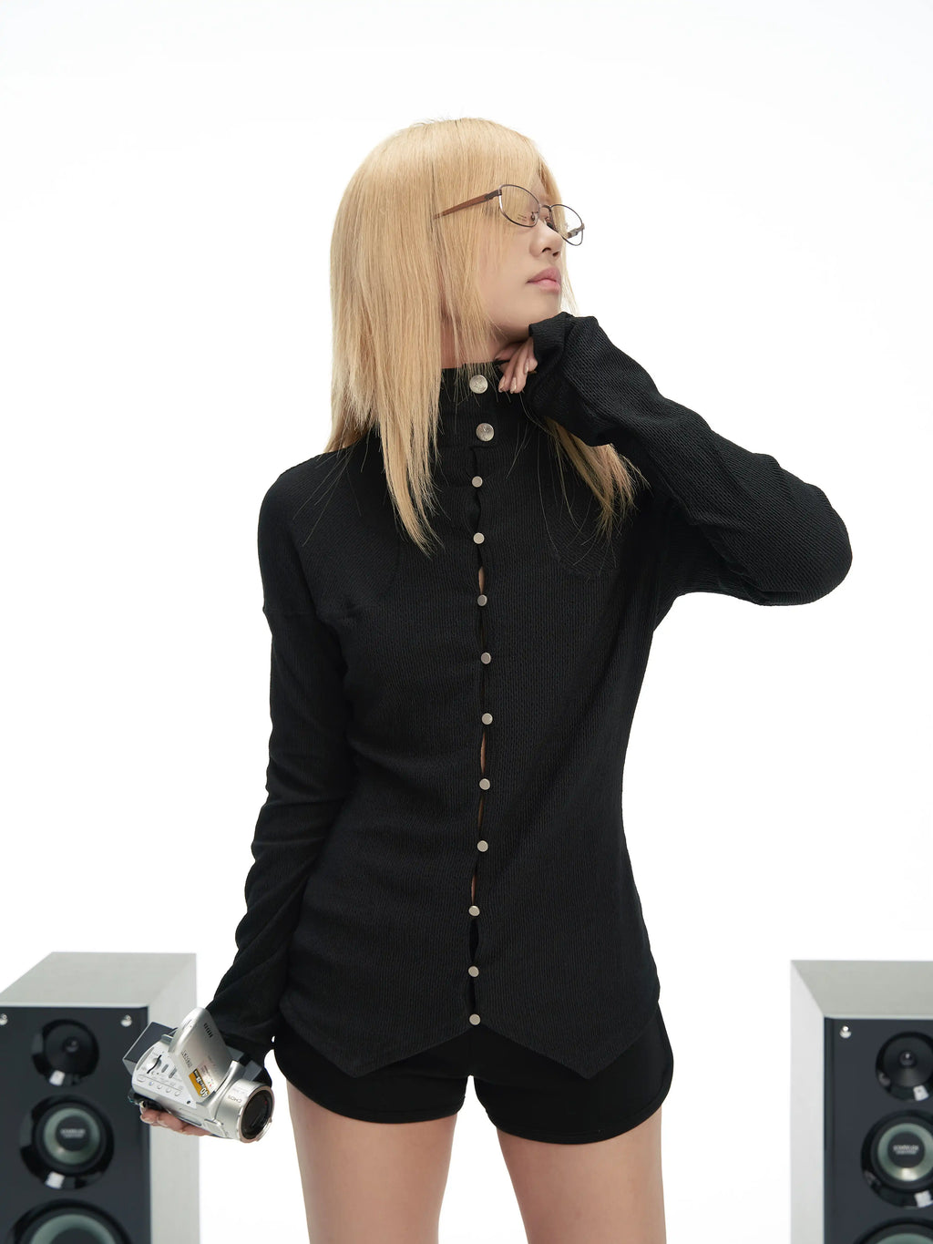 LIGHTWEIGHT PLEATED CARDIGAN TOP