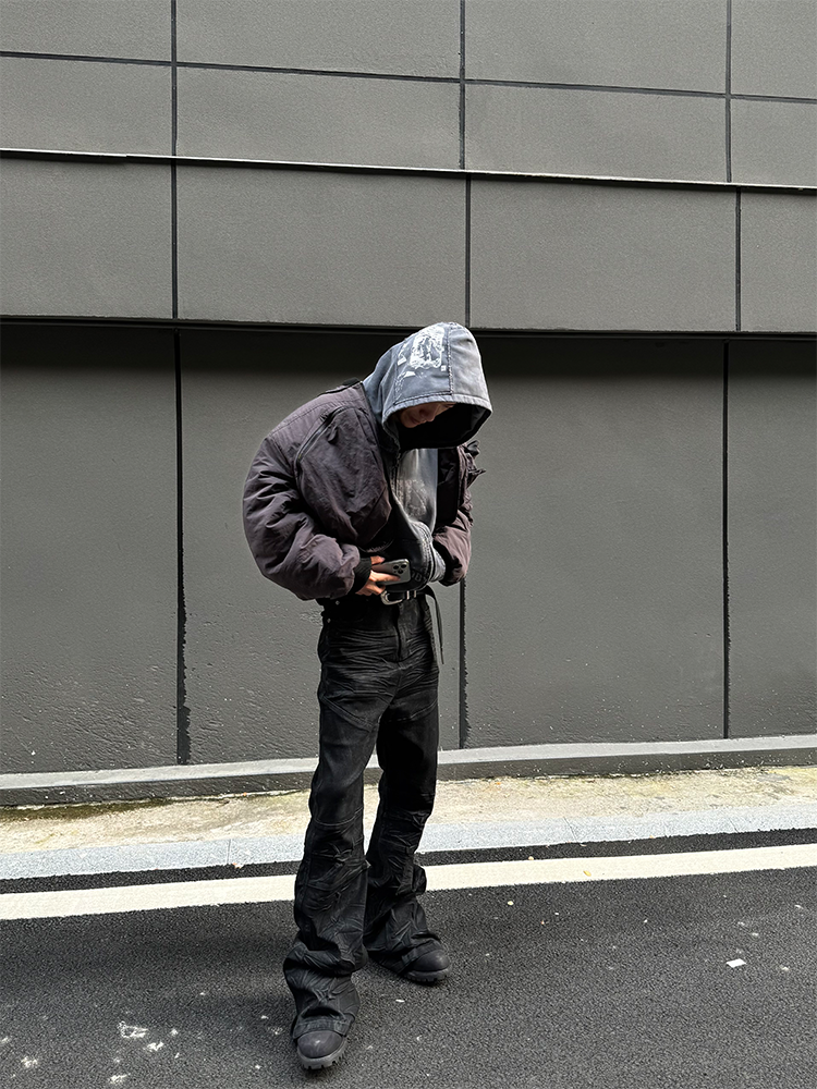 SLIM FIT GLITTER COATED DENIM PANTS