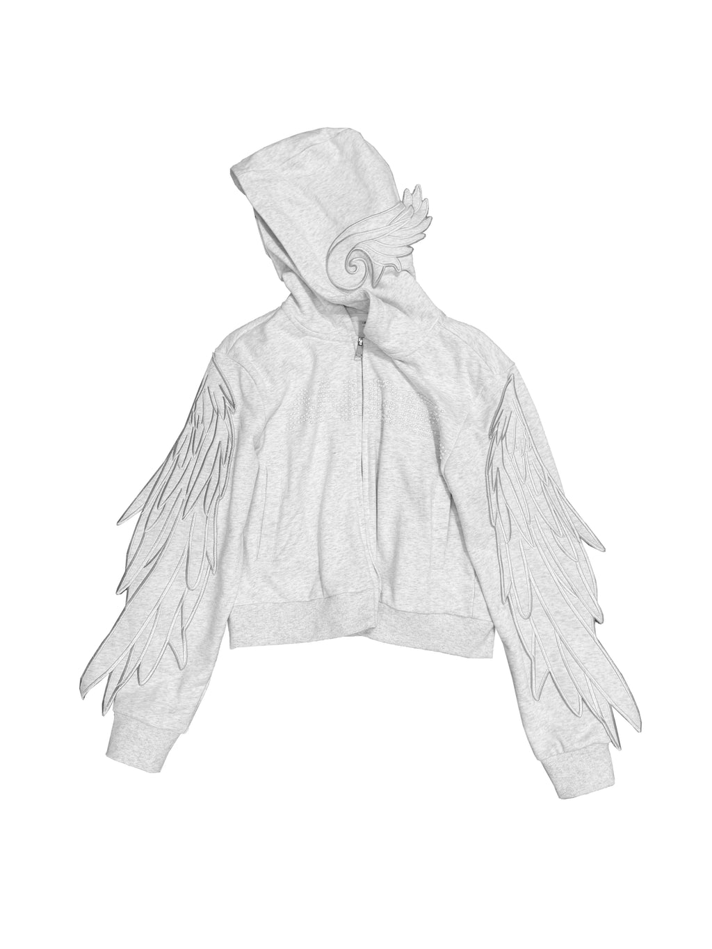 CROPPED PEARL HOODED SWEATSHIRT