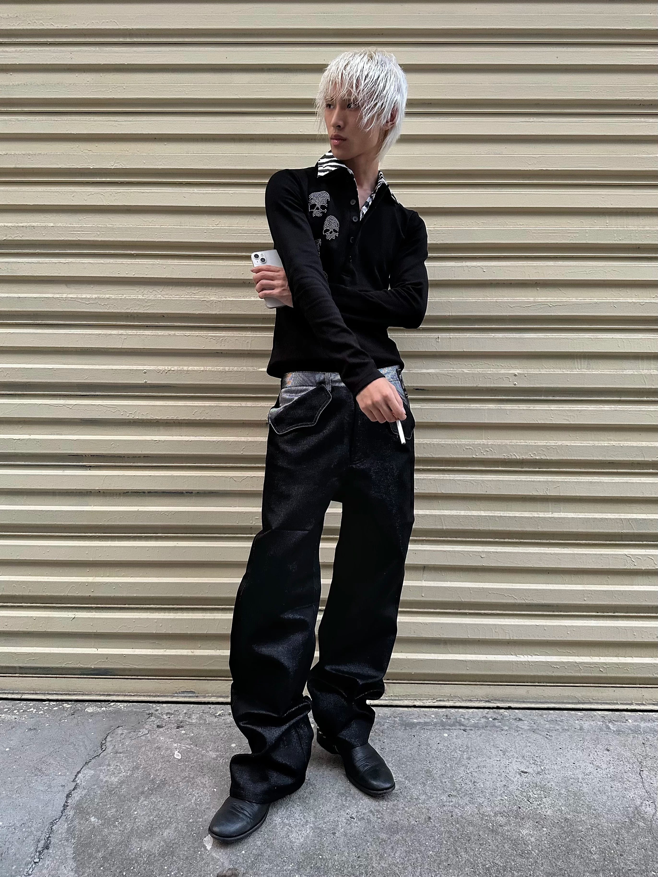 RAW SILVER WEAVE DENIM JEANS