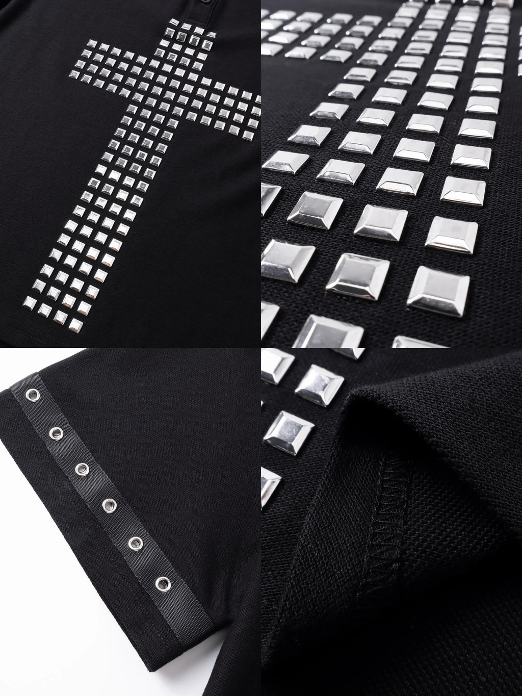 STUDDED CROSS POLO T-SHIRT