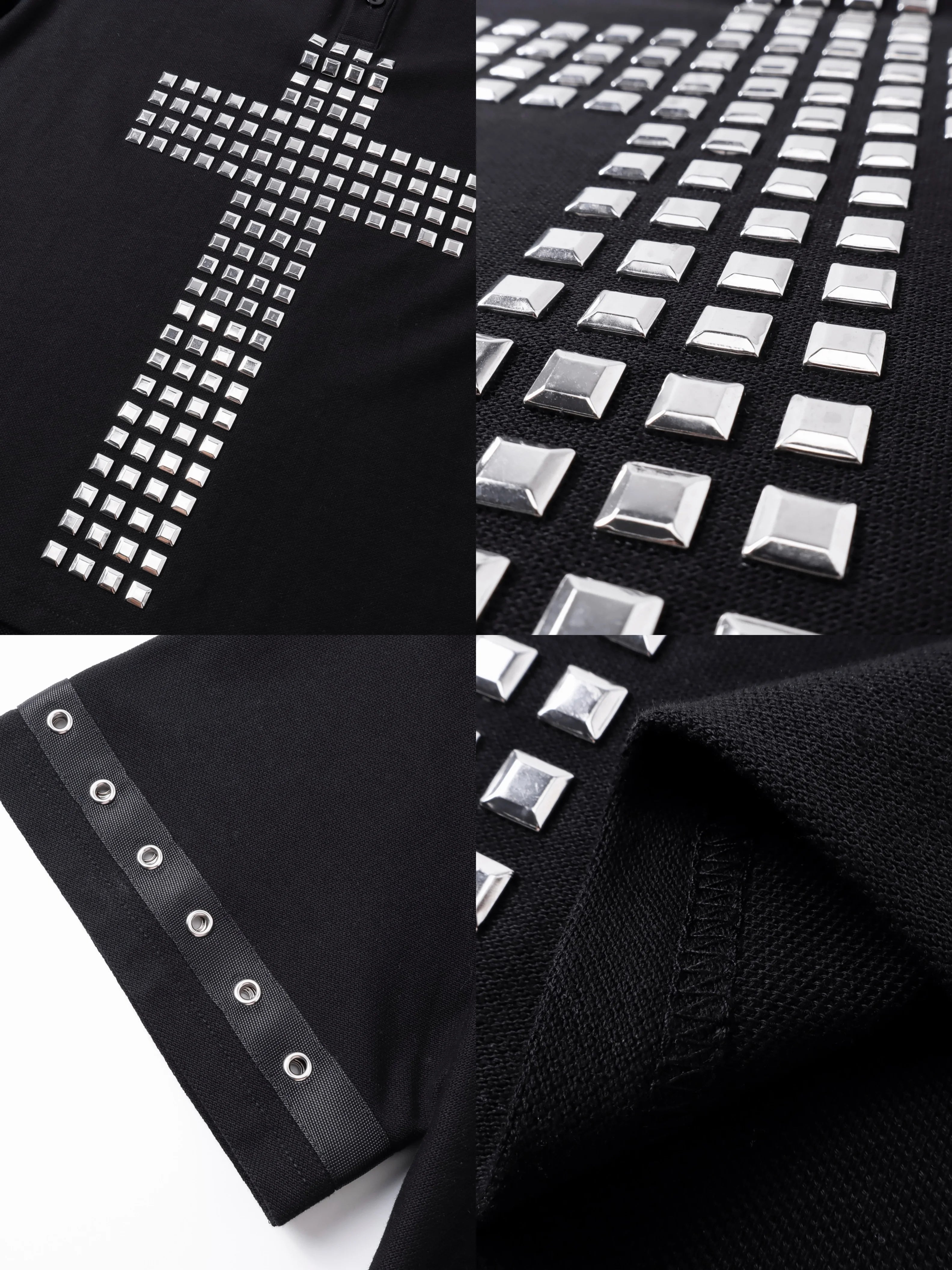 STUDDED CROSS POLO T-SHIRT