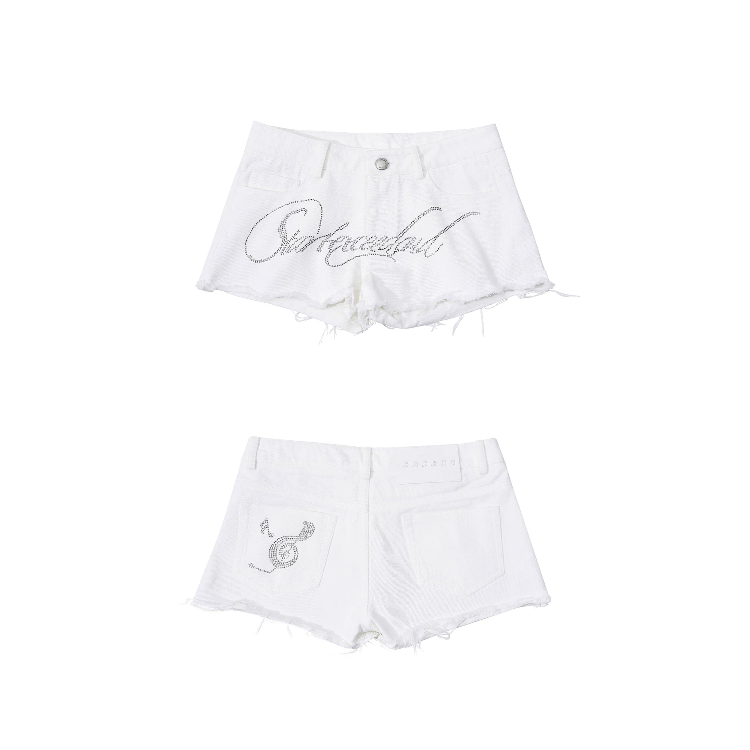 MUSIC NOTE DENIM HOT PANTS