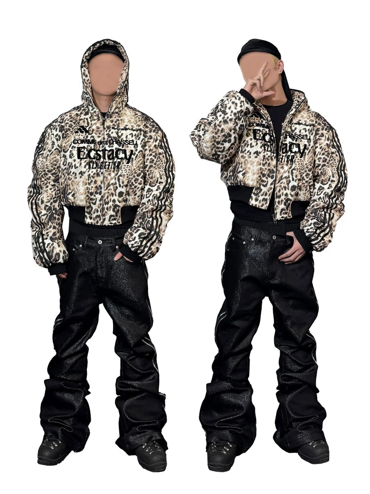 LEOPARD PRINT HOODIE BOMBER JACKET