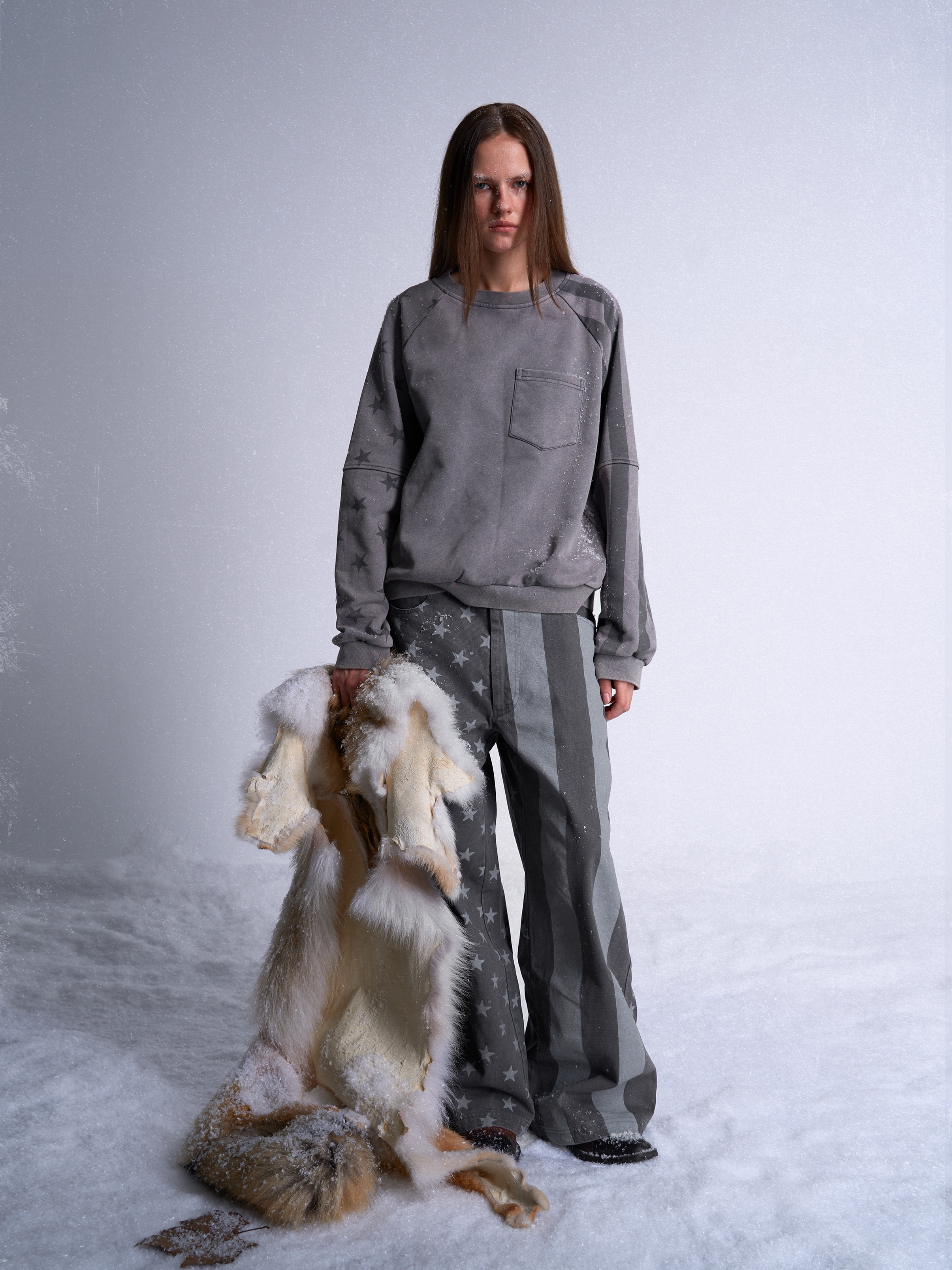 DARK GRAY STARS STRIPES PANTS