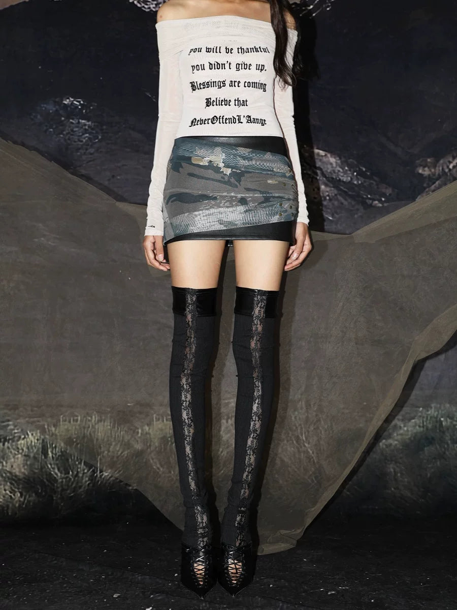 LACE QUILTED TIGHTS