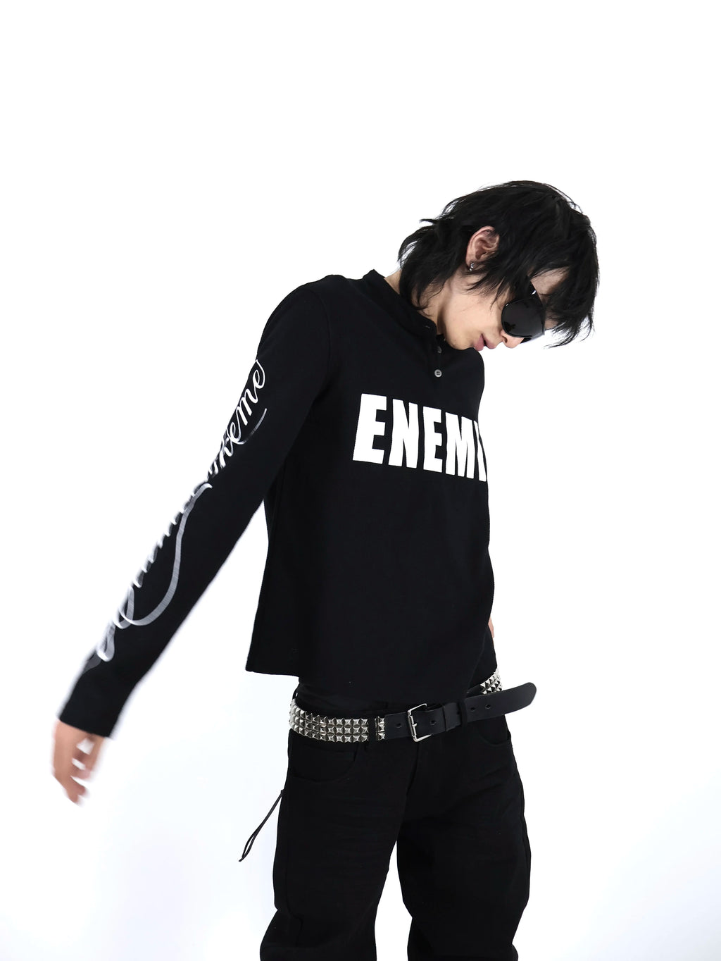 ENEMY CURSIVE PRINT LONG-SLEEVE SHIRT