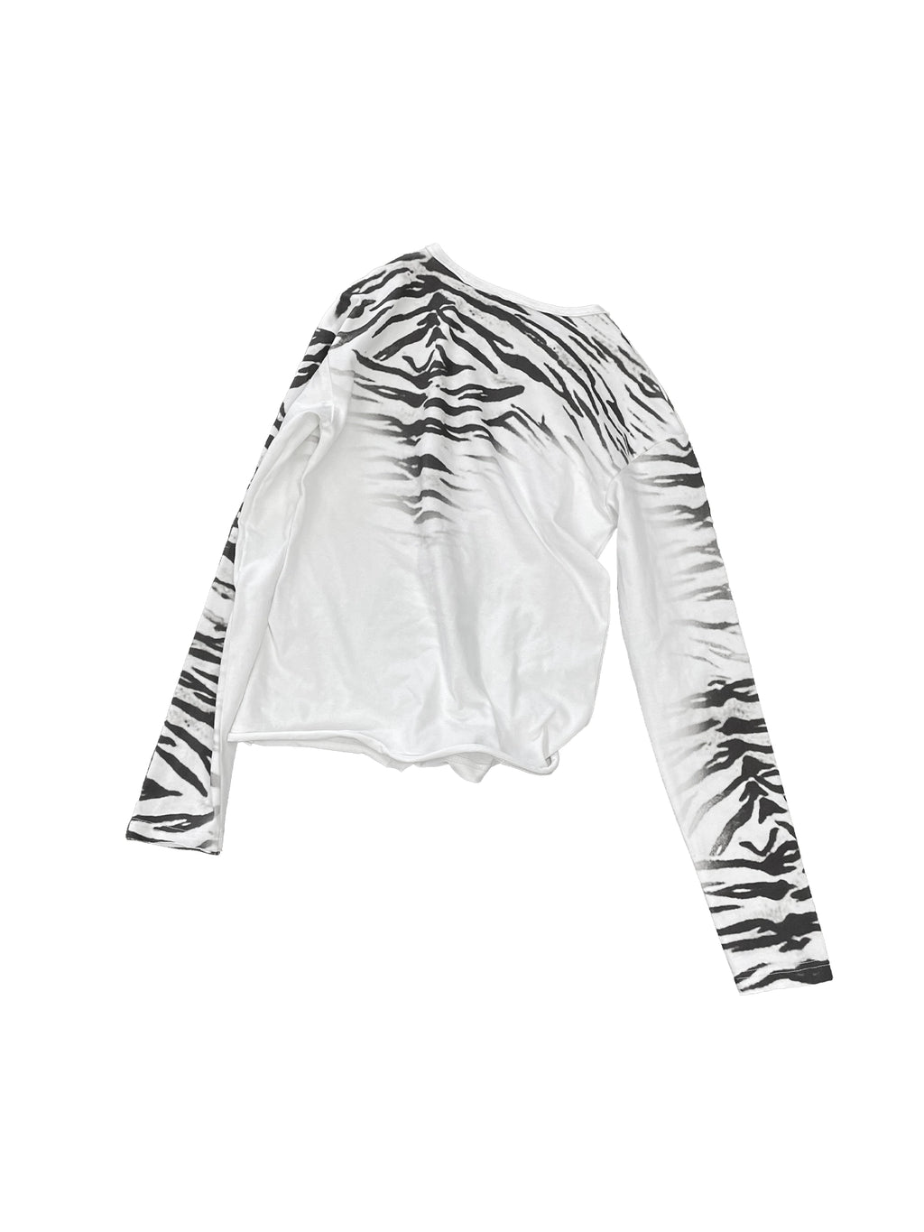 WHITE ZEBRA PRINT LONG SLEEVE TOP