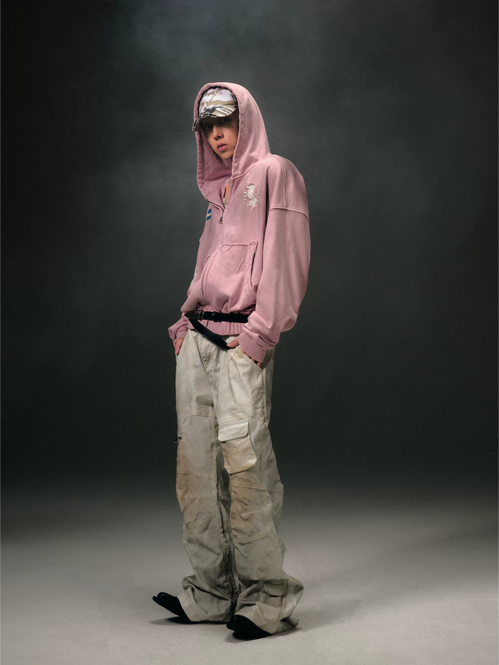 VINTAGE PINK HOODED SWEATSHIRT