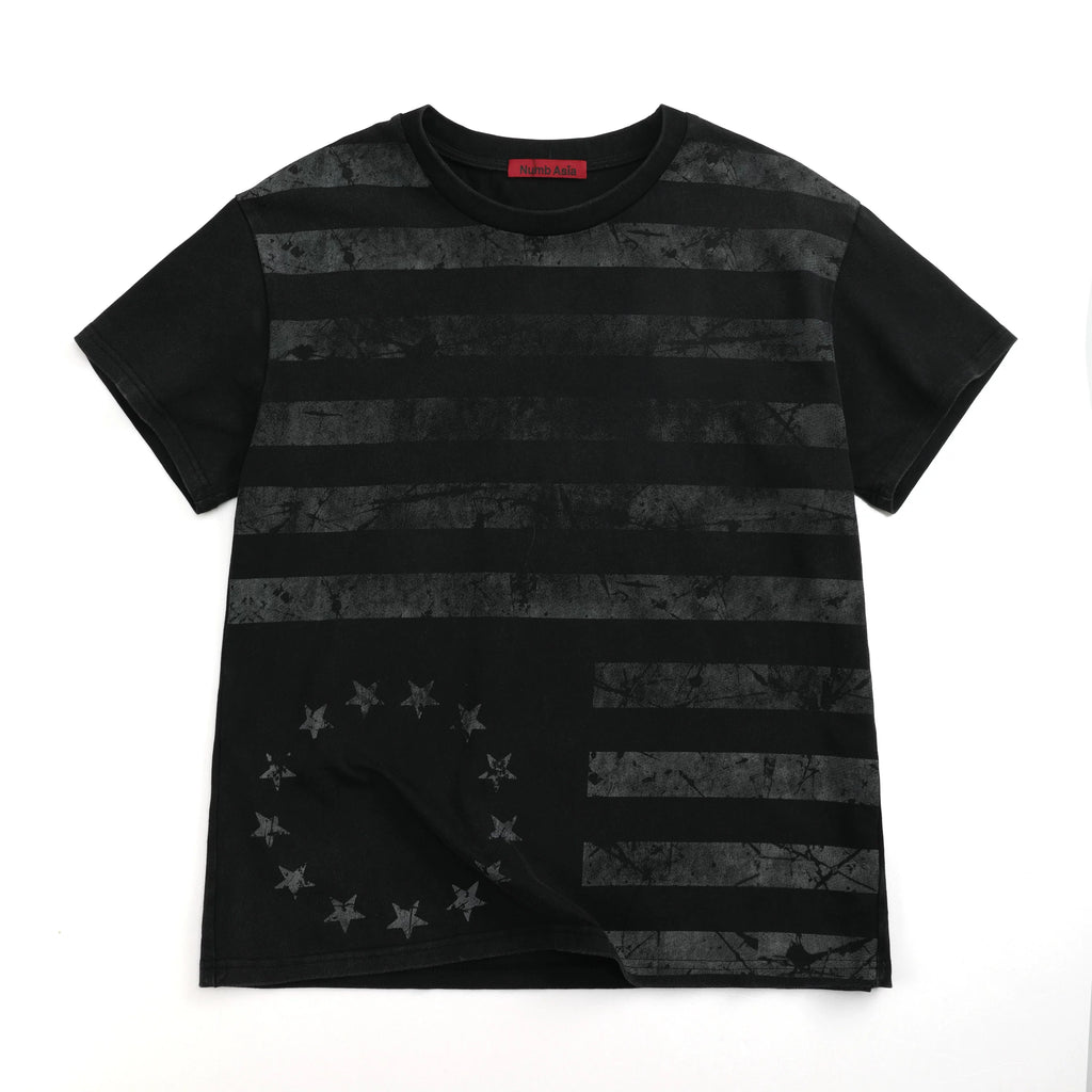 AGED FLAG PRINT STREET T-SHIRT
