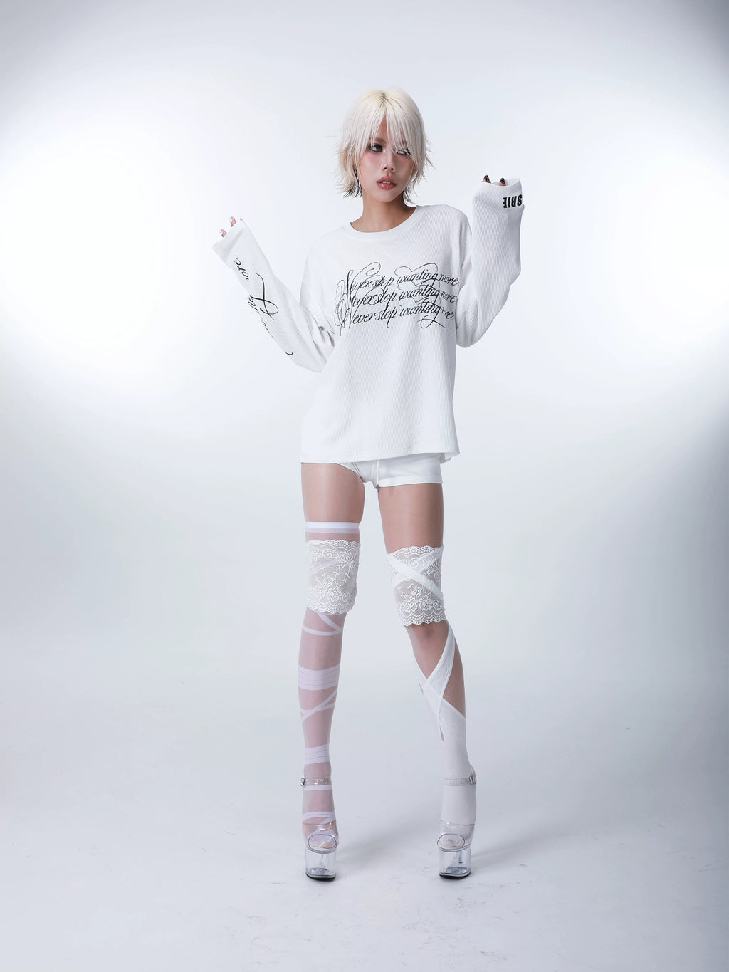 EMBROIDERED DESIRE SLOGAN T-SHIRT