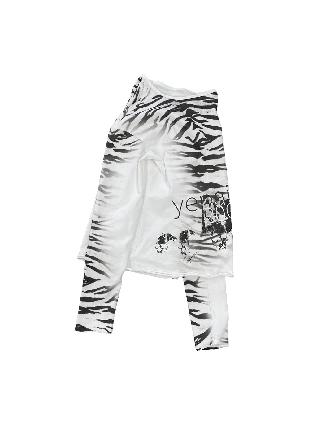 WHITE ZEBRA PRINT LONG SLEEVE TOP
