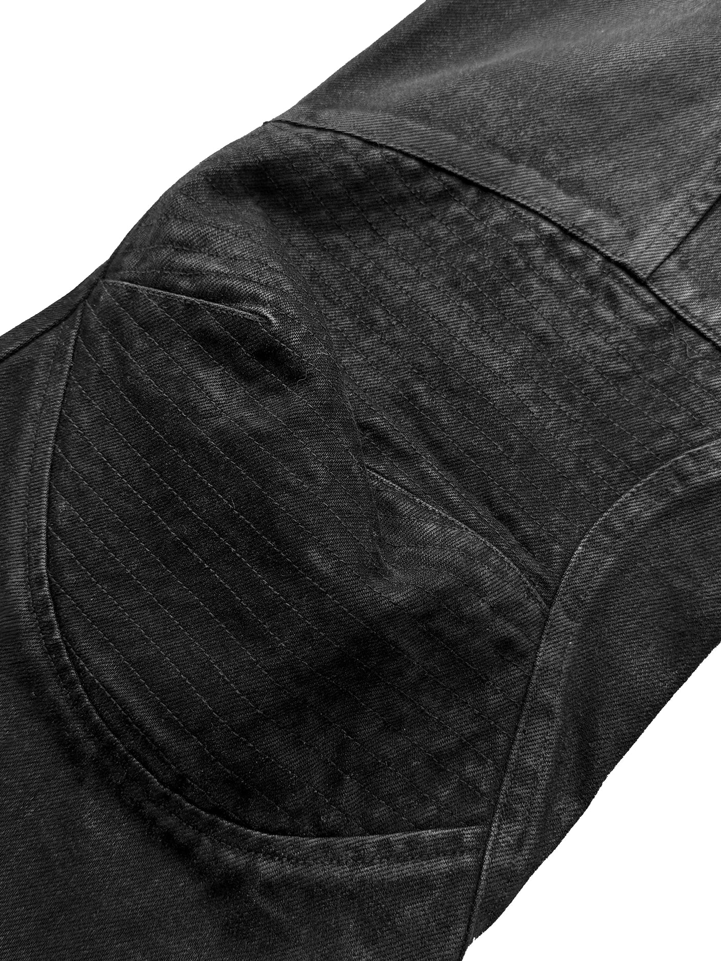 DECONSTRUCTED FRAYED DENIM PANTS