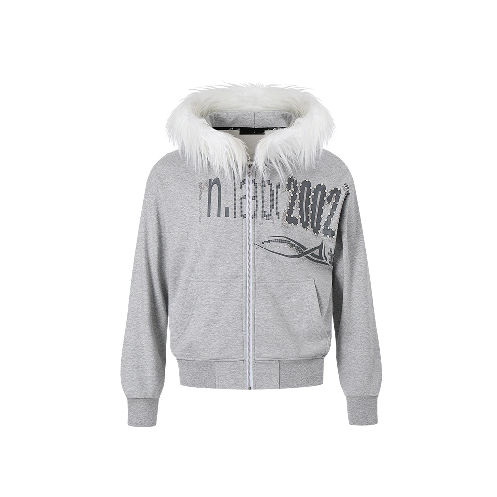 FLORAL HOODED SWEATSHIRT JACKET