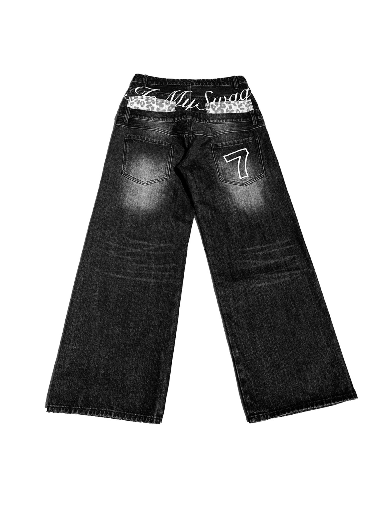 LEOPARD EMBELLISHED BAGGY JEANS