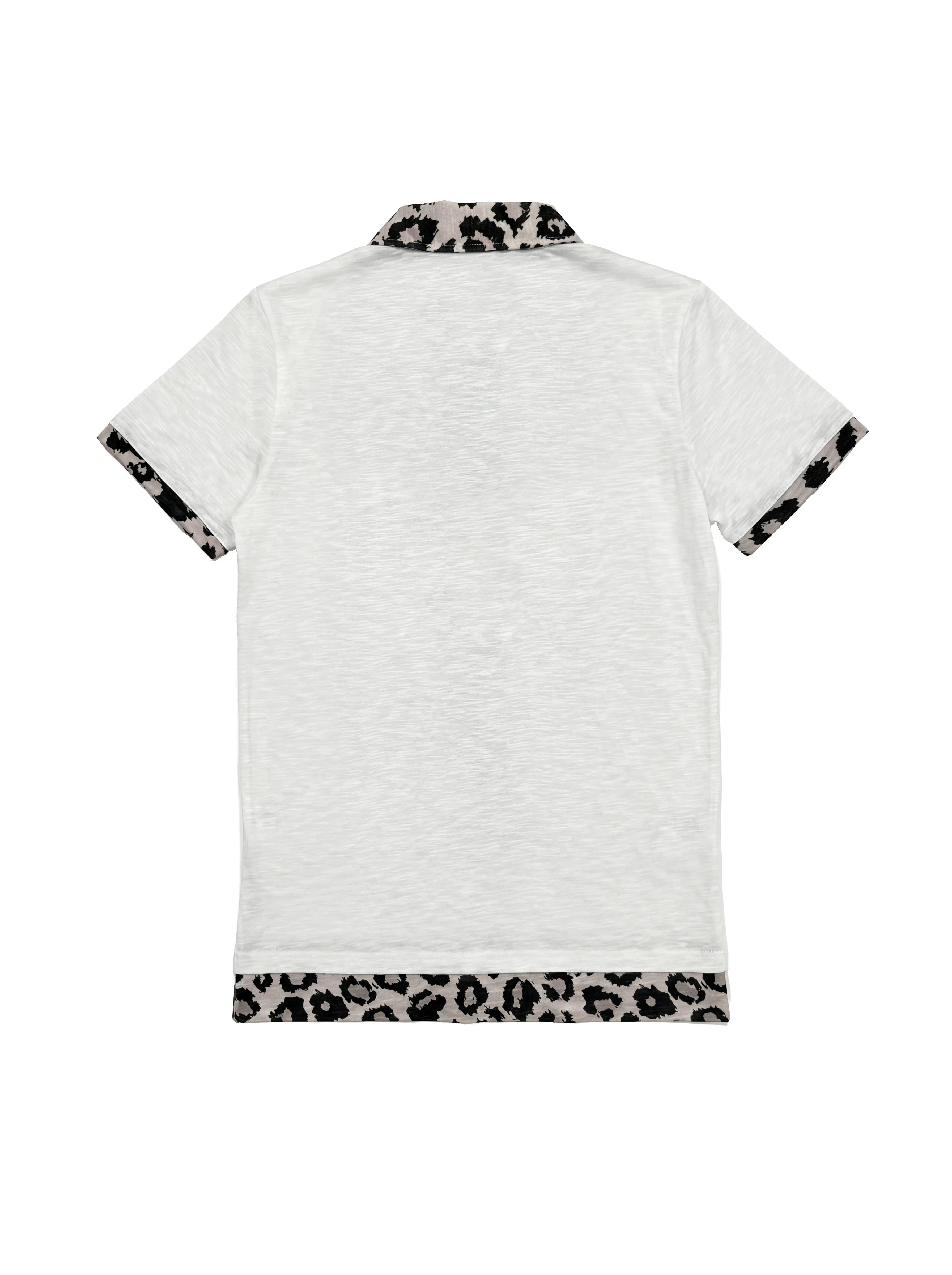 BAMBOO LEOPARD PRINT POLO T-SHIRT