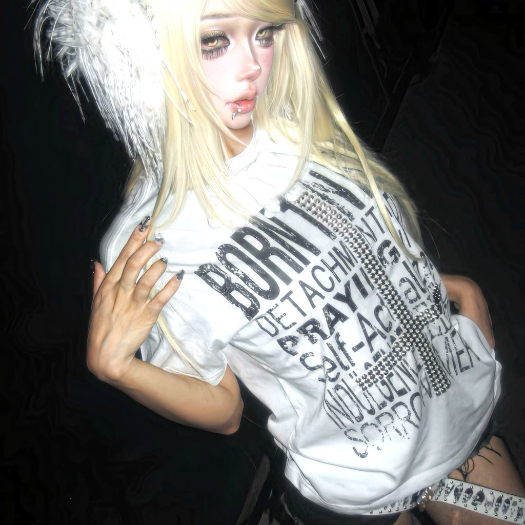 MAROON INVERTED CROSS T-SHIRT