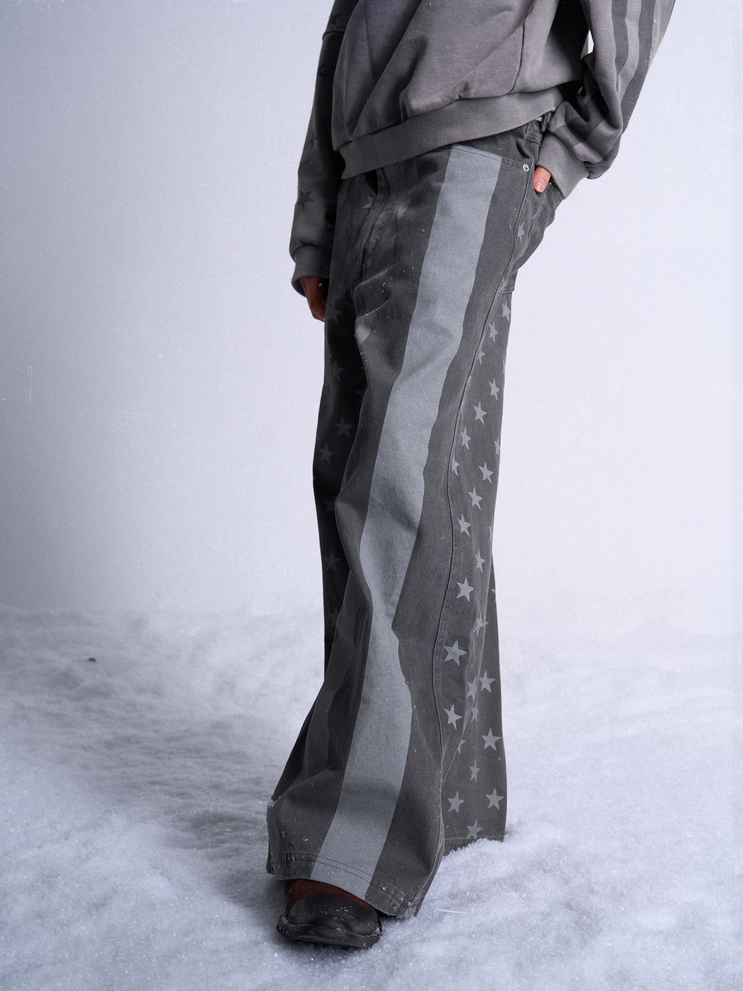 DARK GRAY STARS STRIPES PANTS