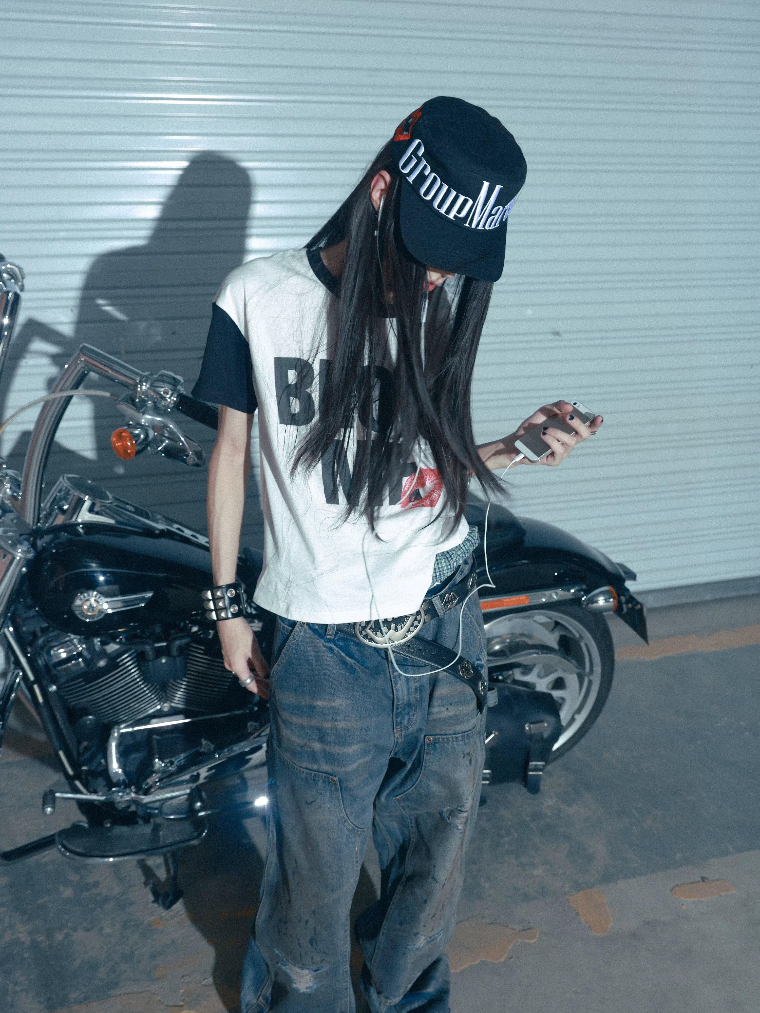 LIP PRINT PATCHWORK T-SHIRT