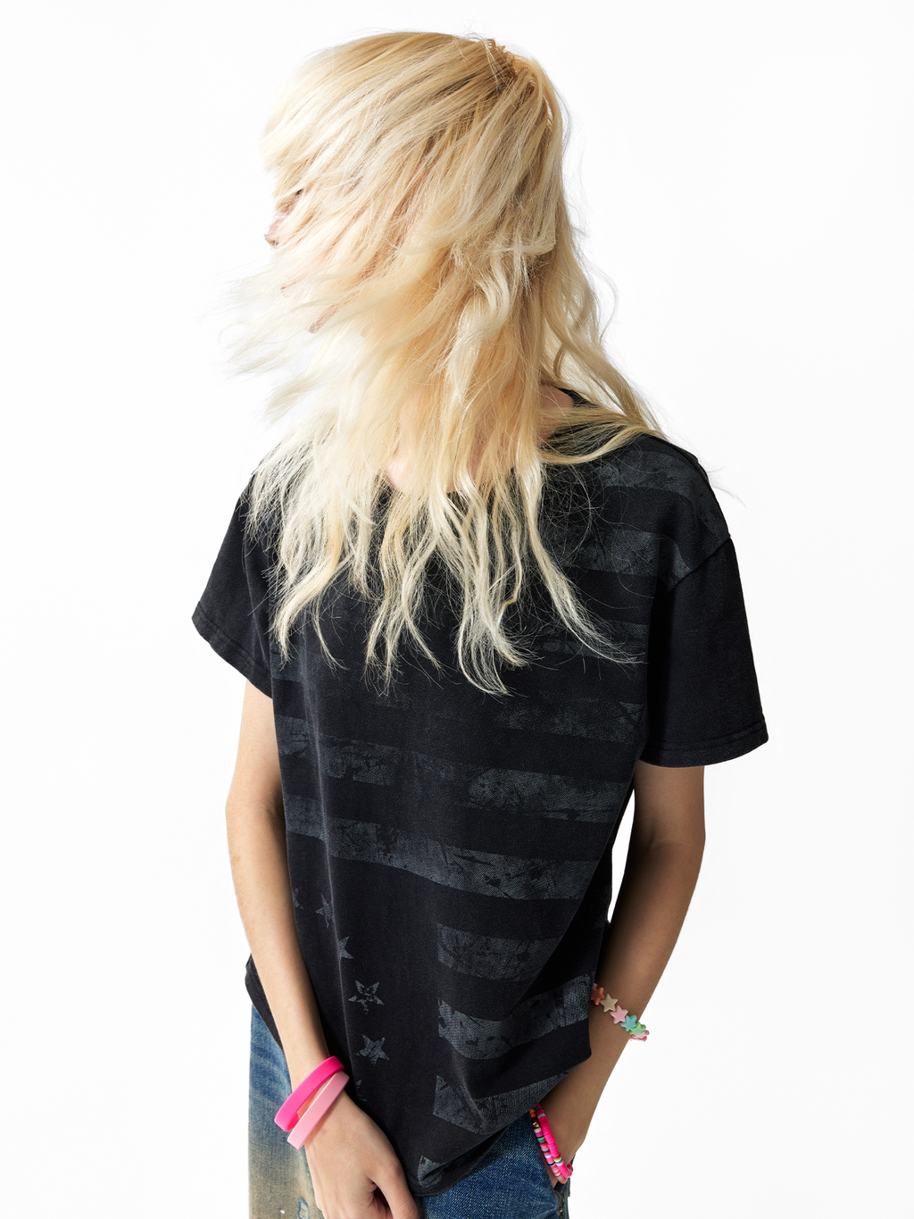 AGED FLAG PRINT STREET T-SHIRT