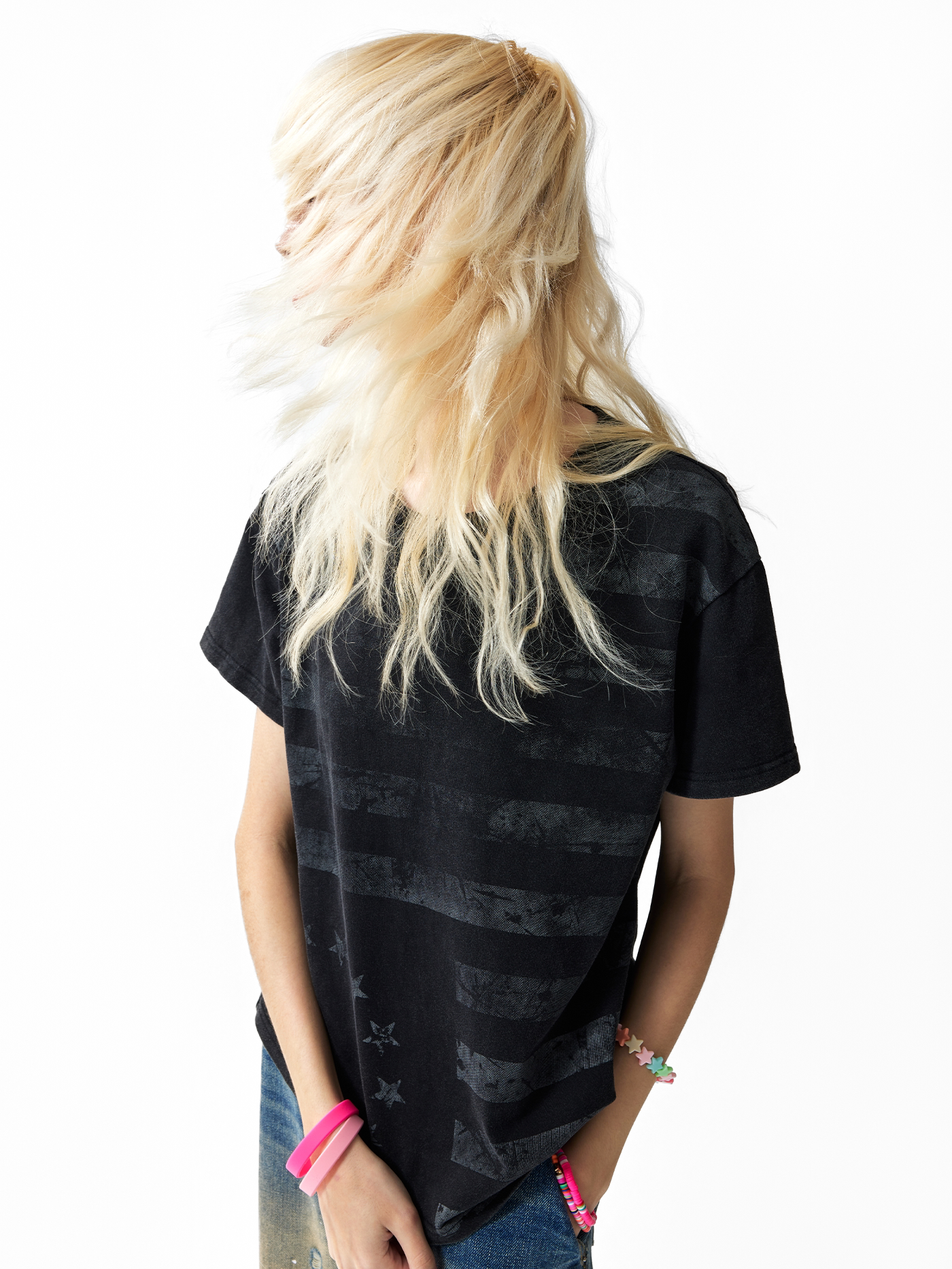 AGED FLAG PRINT STREET T-SHIRT
