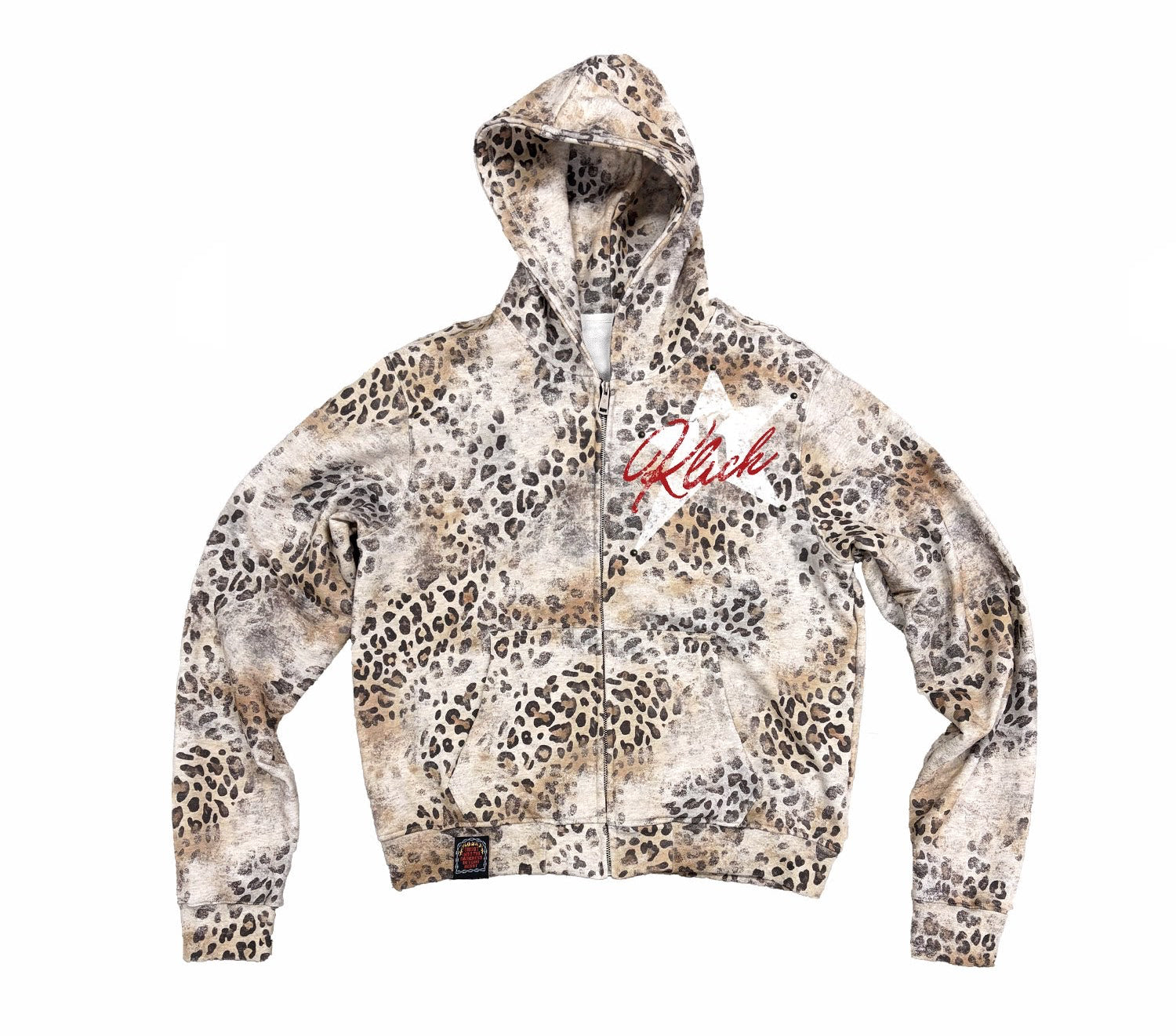 LEOPARD PRINT STUDDED SWEATSHIRT JACKET