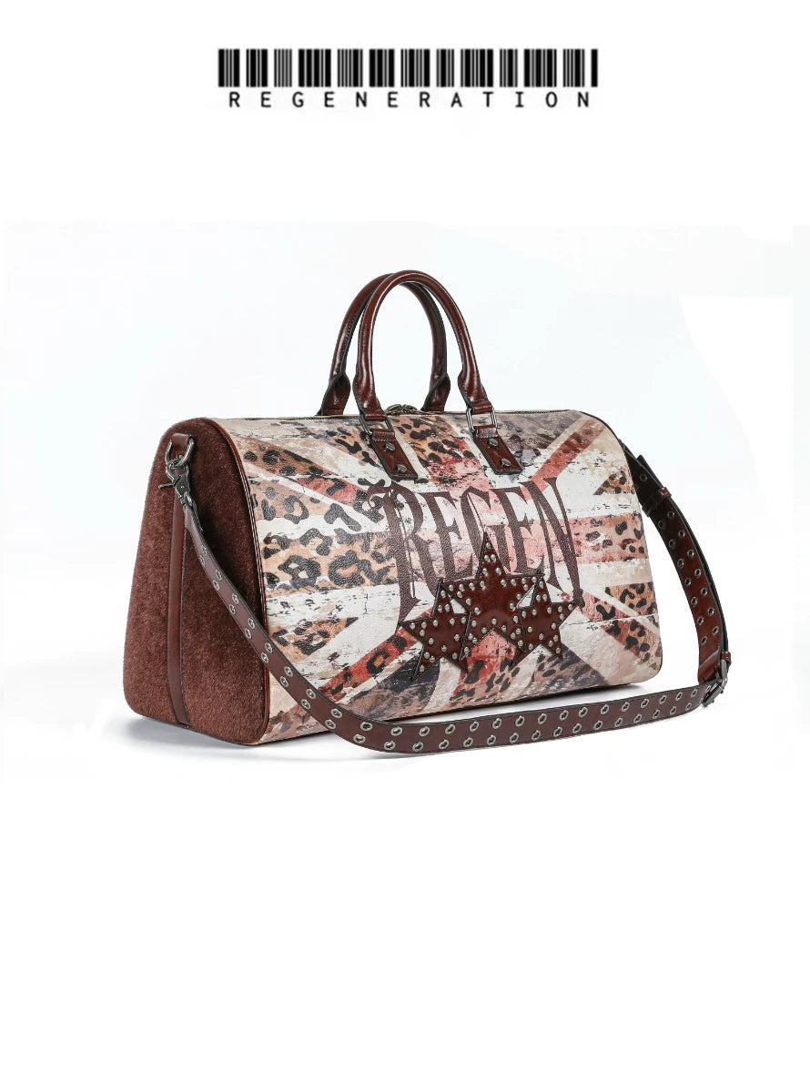 BEIGE LEOPARD GYM BAG